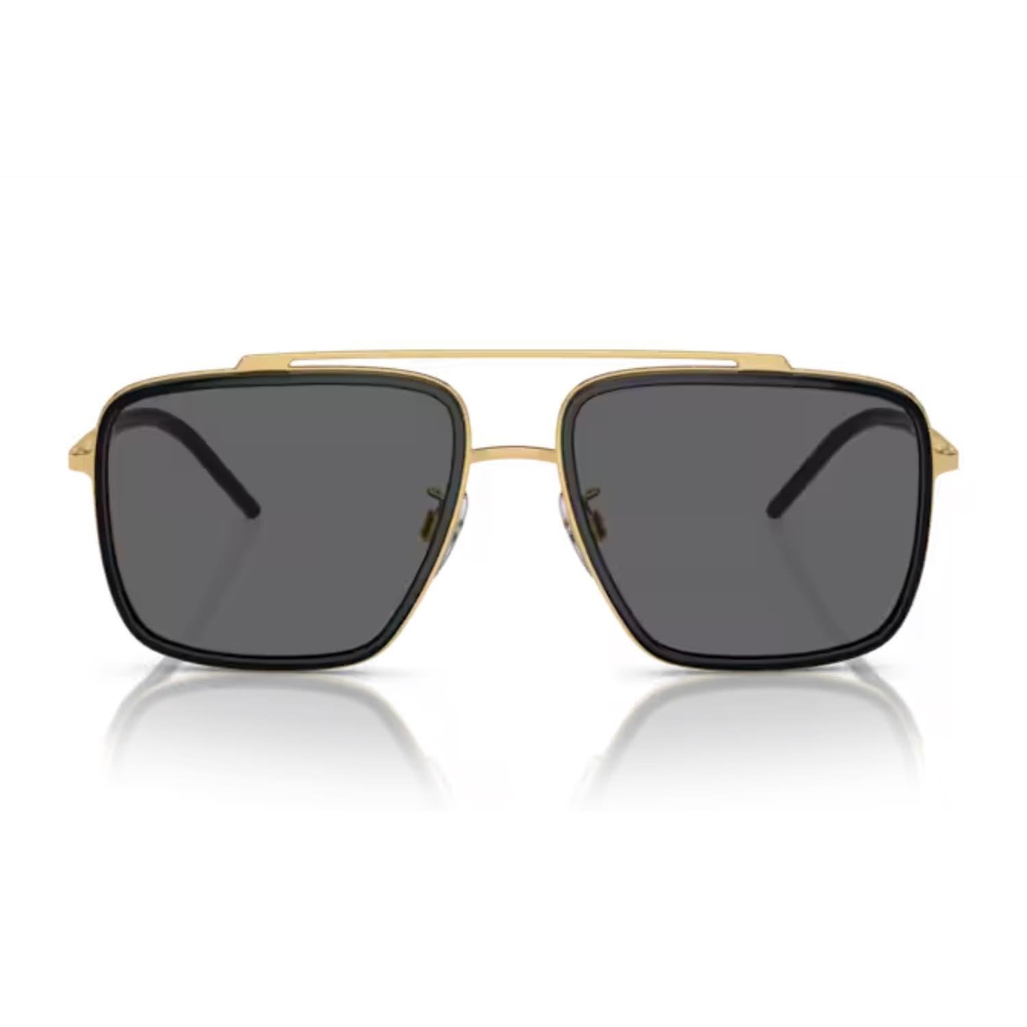 Dolce Gabbana DG 2220 0281 57 Erkek Kare Gold Metal Güneş Gözlüğü