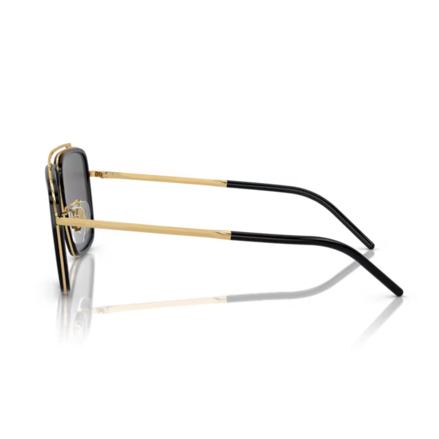 Dolce Gabbana DG 2220 0281 57 Erkek Kare Gold Metal Güneş Gözlüğü