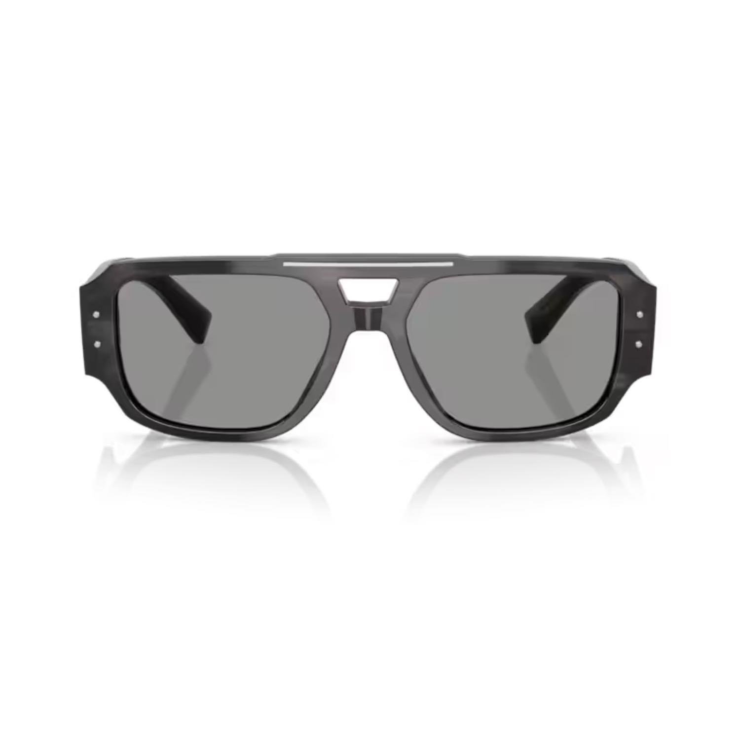 Dolce Gabbana DG 4482 34401 57 Erkek Pilot Gri Çizgili Kemik Güneş Gözlüğü