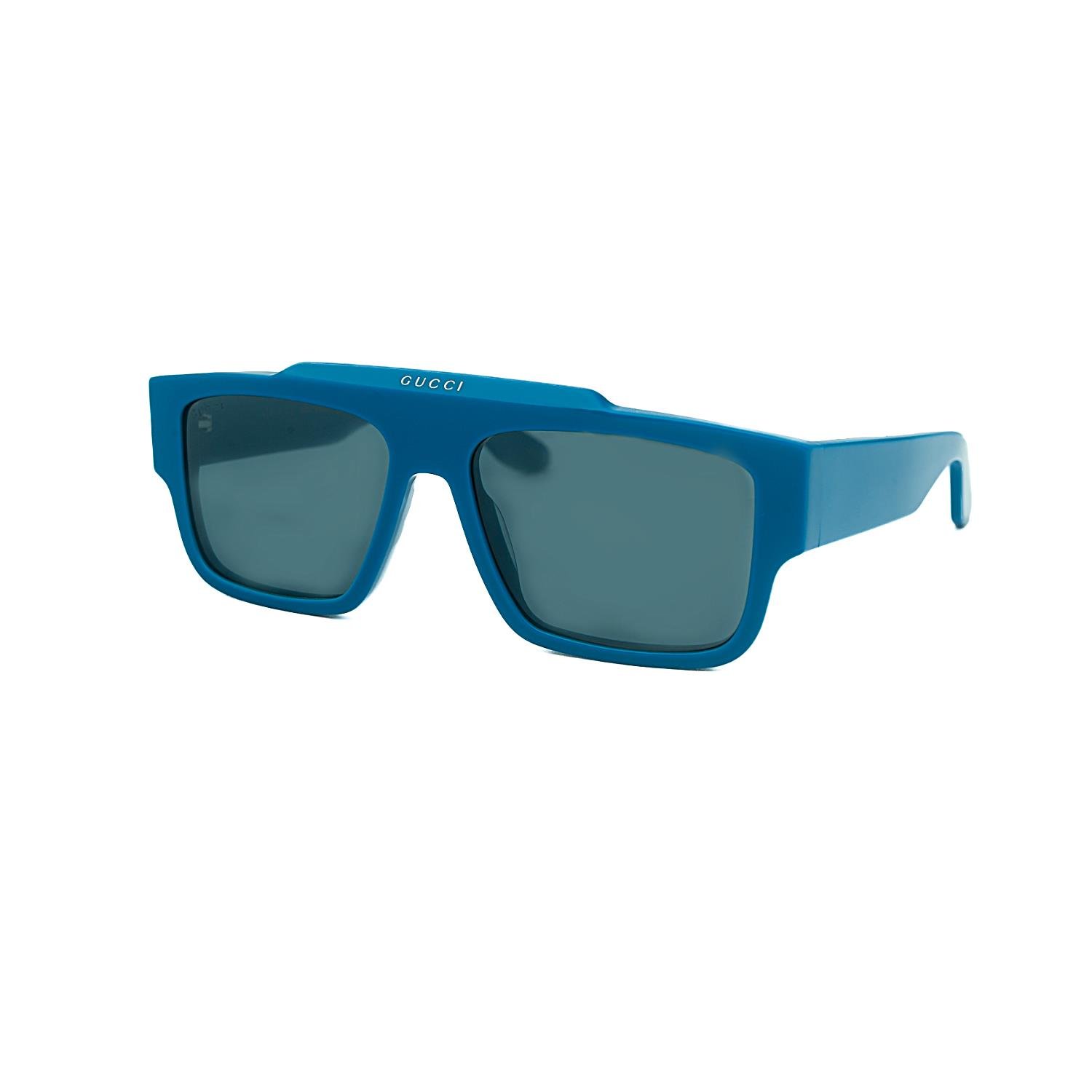 Gucci GG 1460S 004 56 Unisex Dikdörtgen Mavi Kemik Güneş Gözlüğü