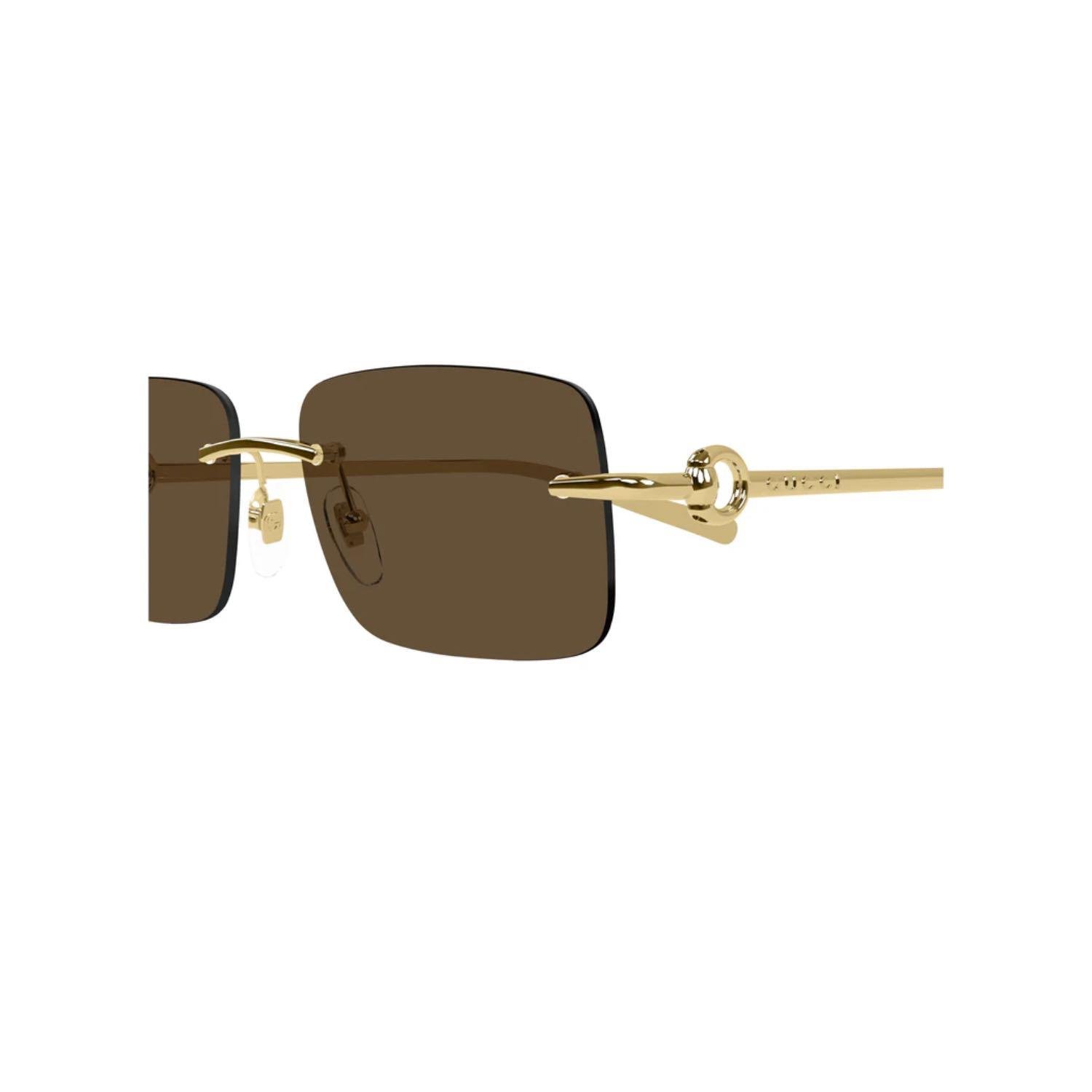 Gucci GG 1703S 004 55 Unisex Dikdörtgen Gold Metal Güneş Gözlüğü