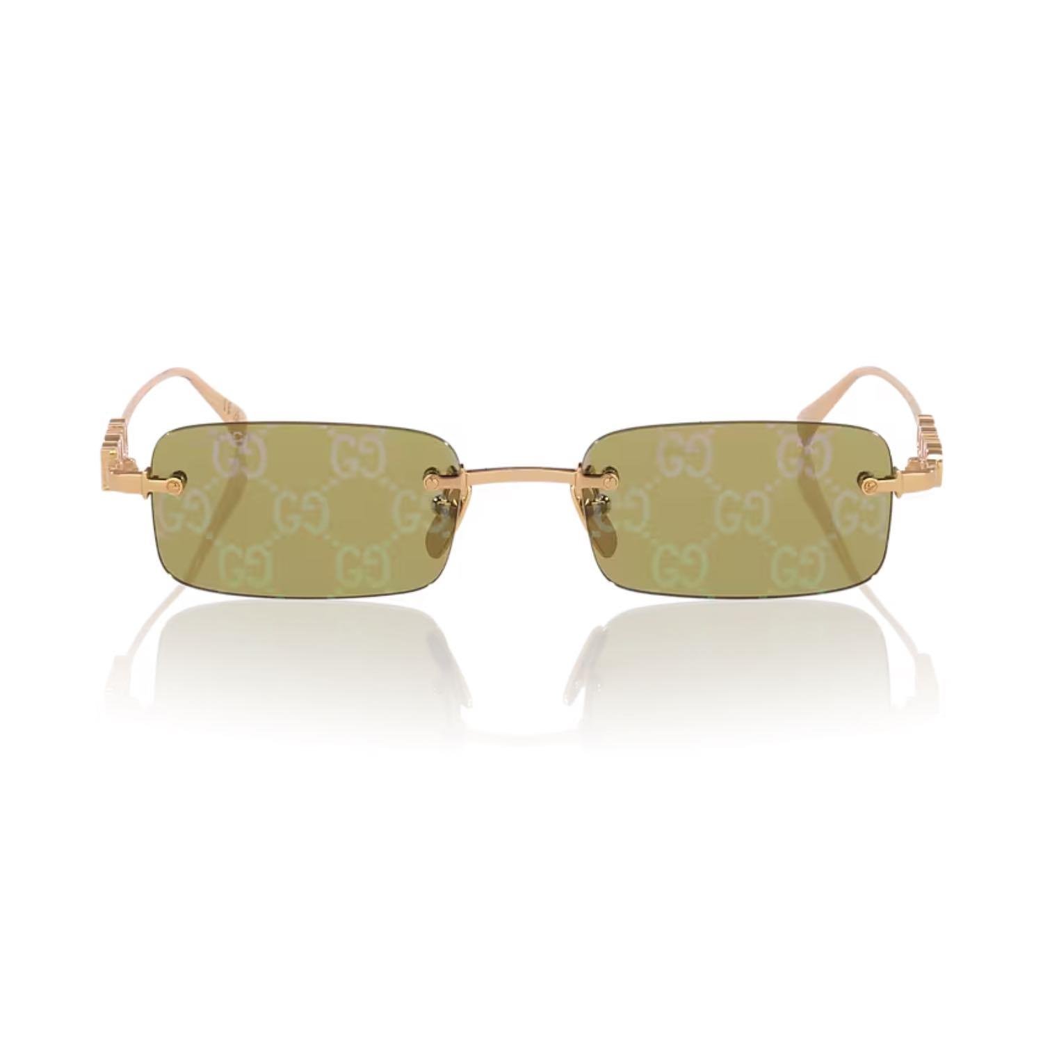 Gucci GG 1808S 002 52 Unisex Dikdörtgen Goldi Metal Güneş Gözlüğü