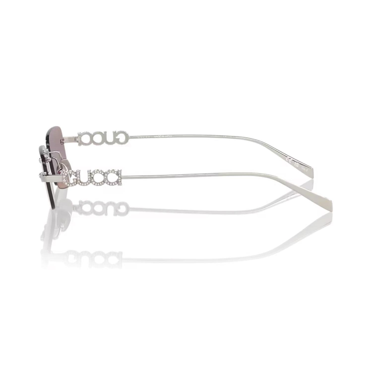 Gucci GG 1808S 004 52 Unisex Dikdörtgen Gri Metal Güneş Gözlüğü