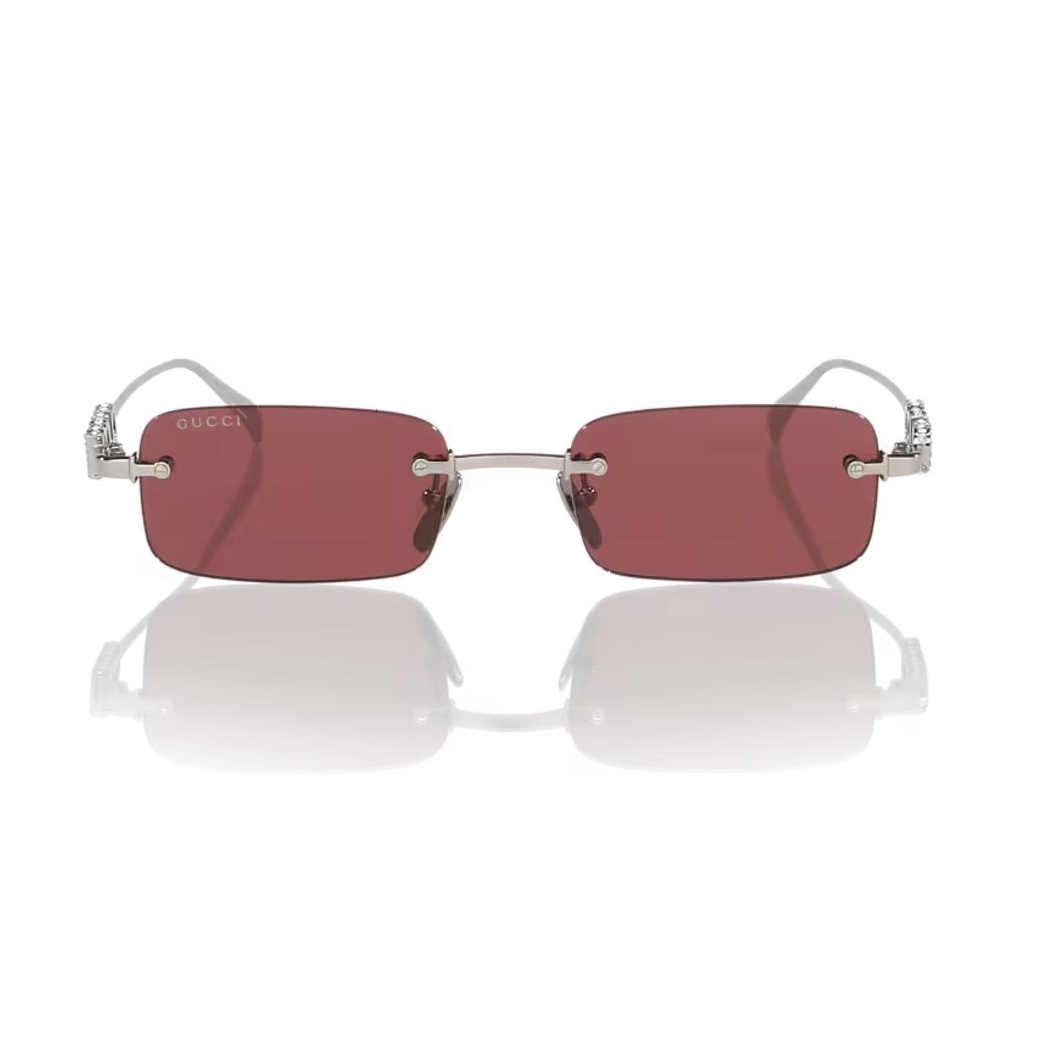 Gucci GG 1808S 004 52 Unisex Dikdörtgen Gri Metal Güneş Gözlüğü