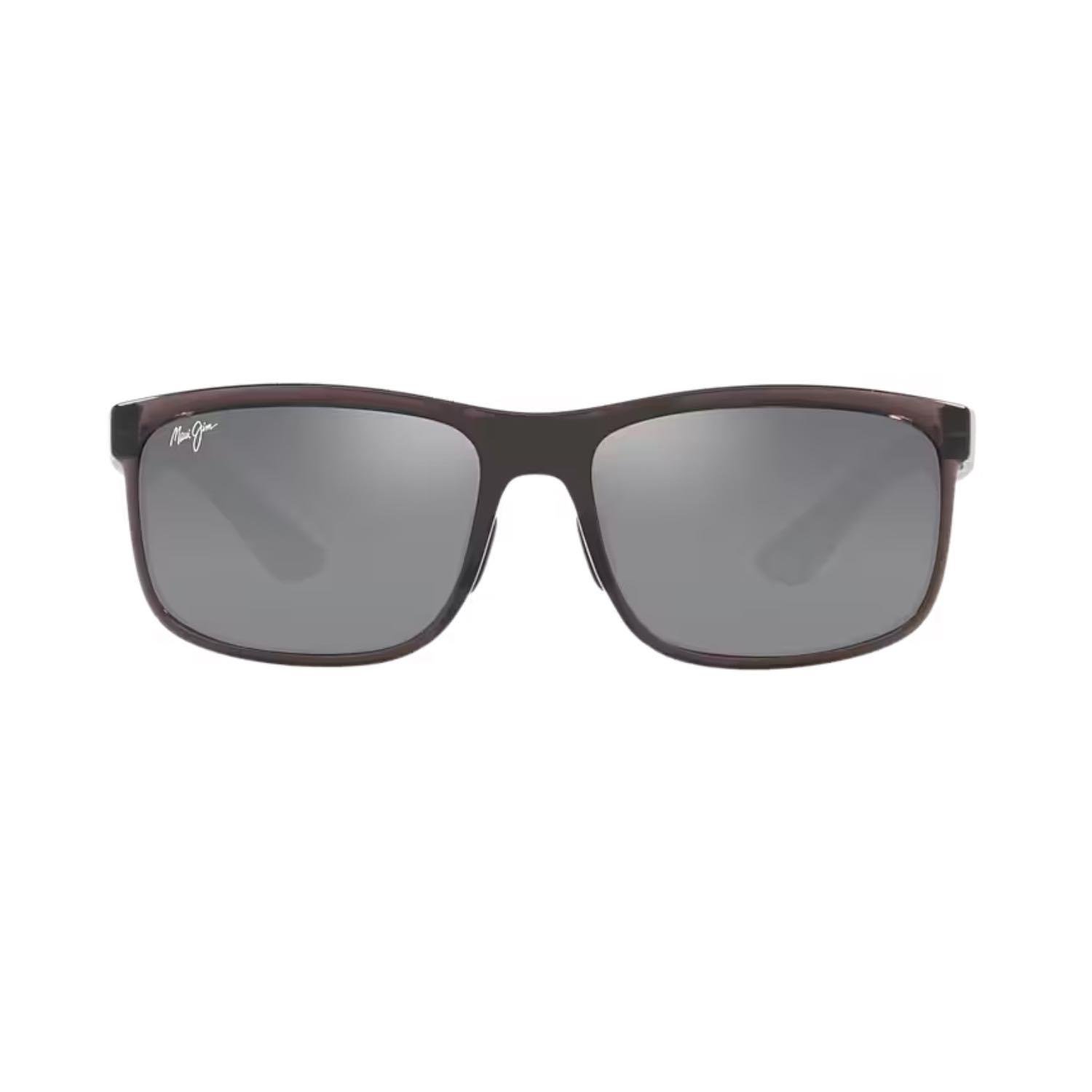 Maui Jim MJ 0449S 001 11 58 Polarize Unisex Dikdörtgen Şeffaf Gri Kemik Güneş Gözlüğü