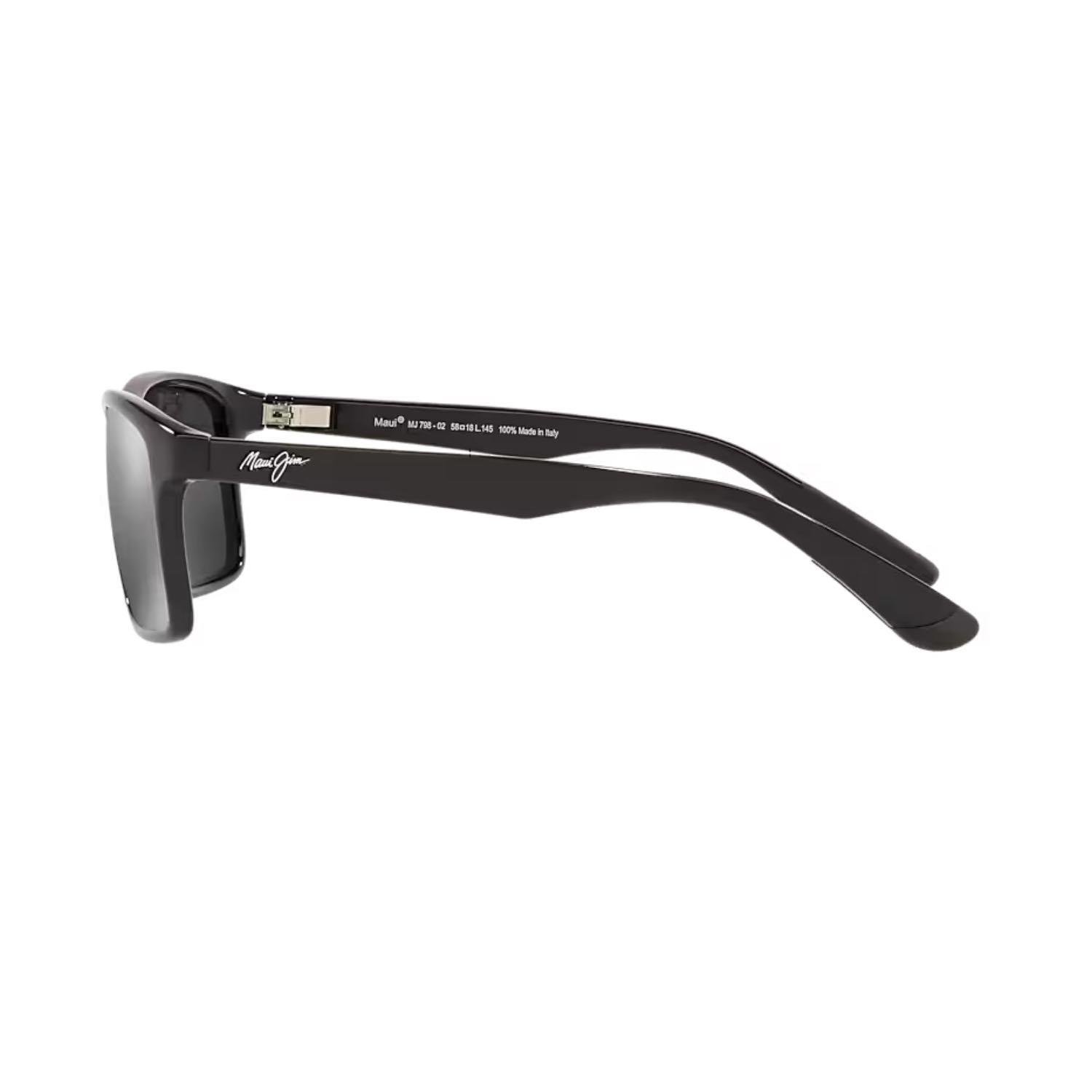 Maui Jim MJ 0798S 001 02 58 Polarize Unisex Kare Siyah Kemik Güneş Gözlüğü