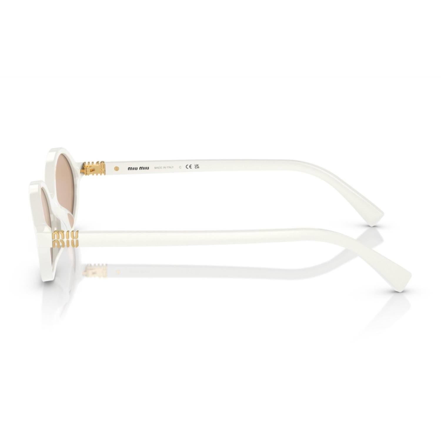 Miu Miu 04ZS 14240D 50 Kadın Aynalı Oval Beyaz Kemik Güneş Gözlüğü