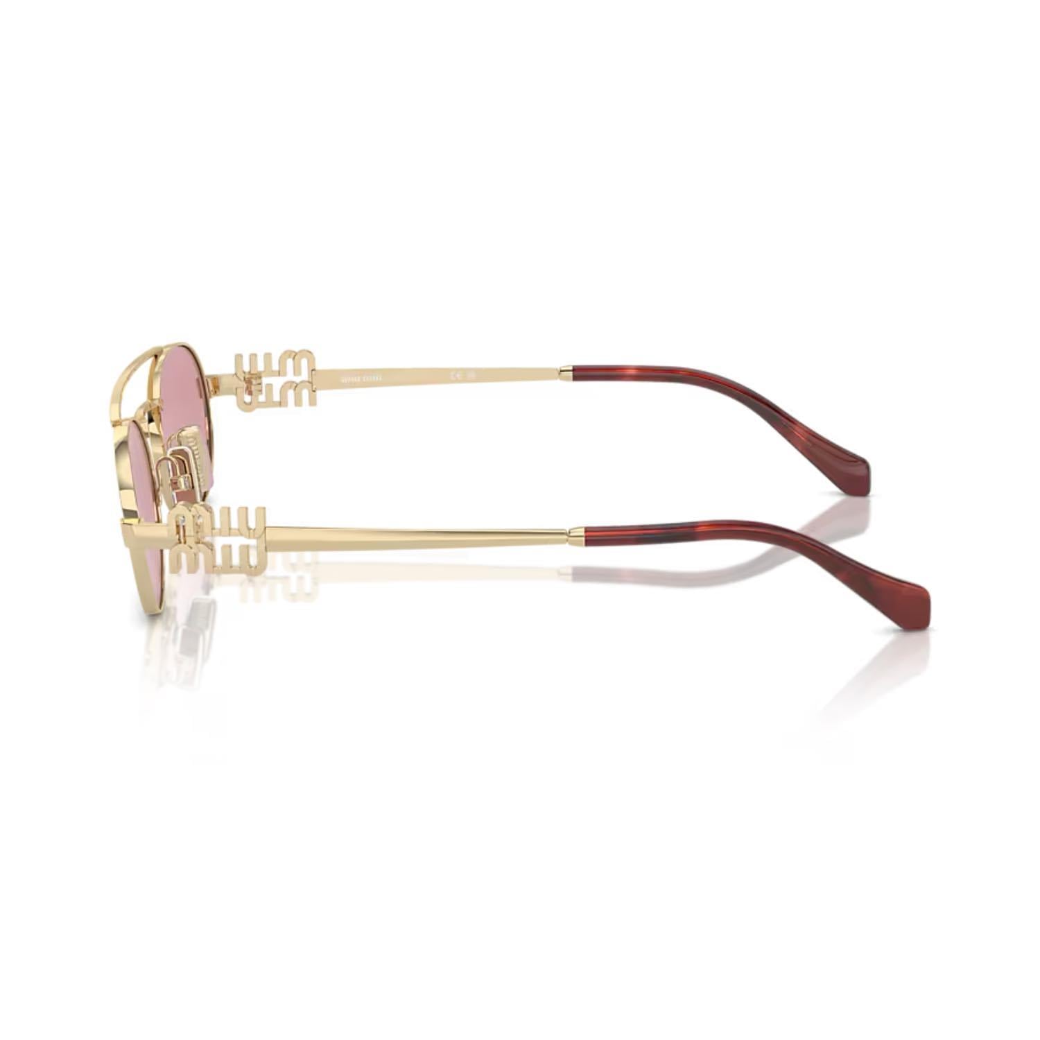 MIU MIU 54ZS ZVN50D 53 Kadın Oval Gold Metal Güneş Gözlüğü