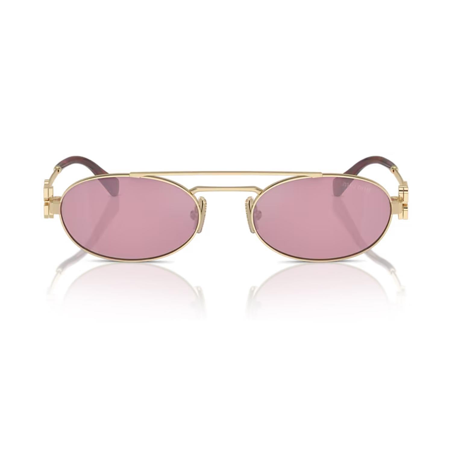 MIU MIU 54ZS ZVN50D 53 Kadın Oval Gold Metal Güneş Gözlüğü