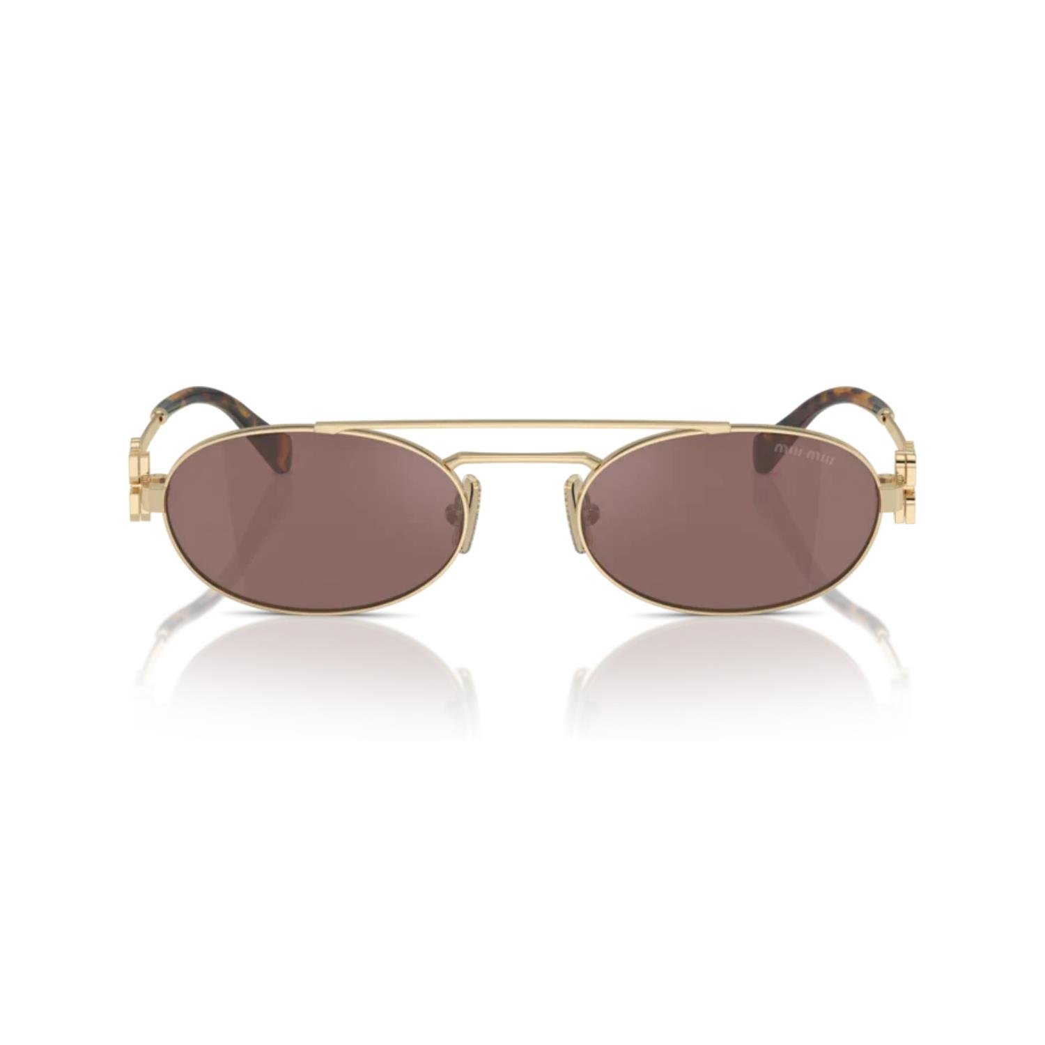 Miu Miu 54ZS ZVN70D 53 Kadın Oval Gold Metal Güneş Gözlüğü