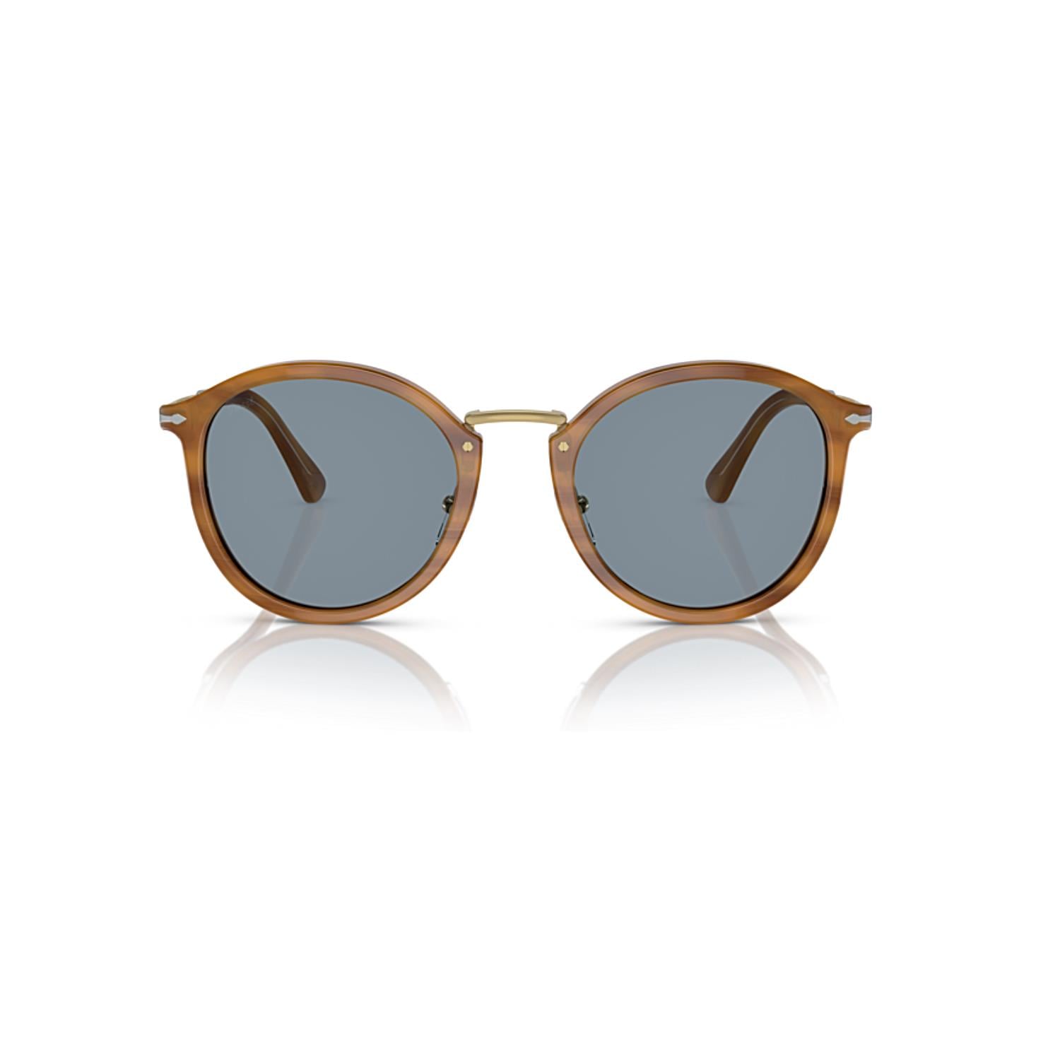 Persol 3309S 96056 53 Unisex Yuvarlak Kahverengi Kemik Güneş Gözlüğü