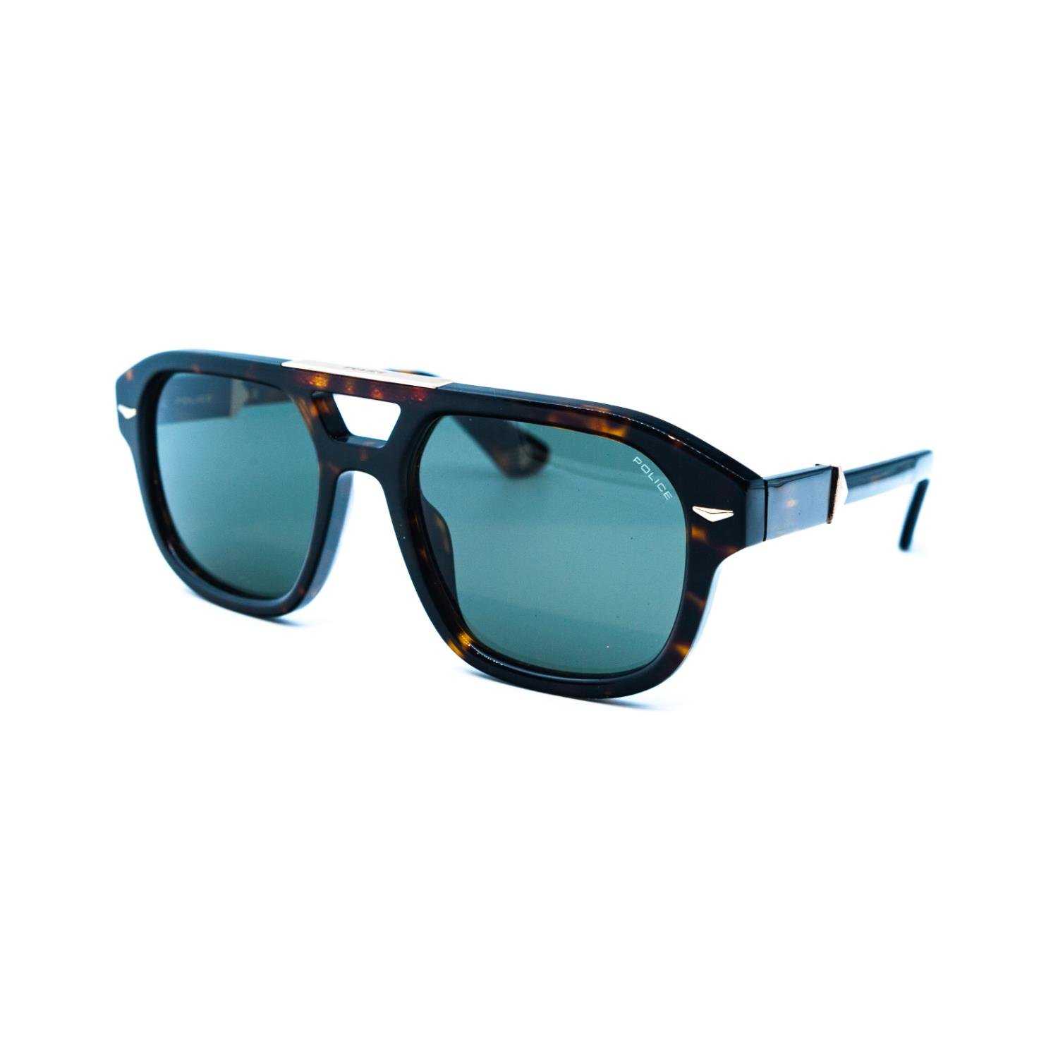 Police SPLL 9M 0722 55 Erkek Dikdörtgen Kırçıllı Kahverengi Kemik Güneş Gözlüğü