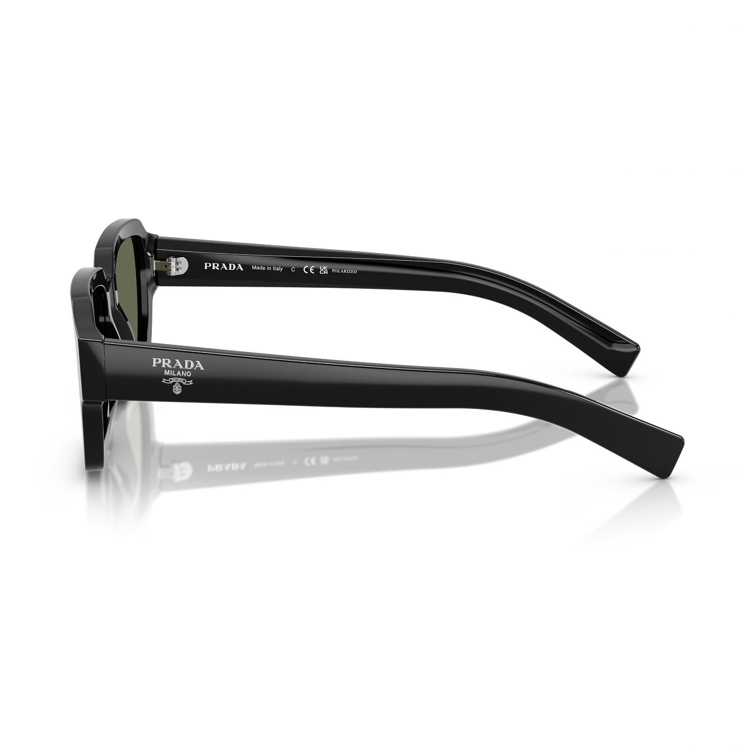 Prada PR 02ZS 1AB03R 52 Unisex Polarize Kare Siyah Kemik Güneş Gözlüğü