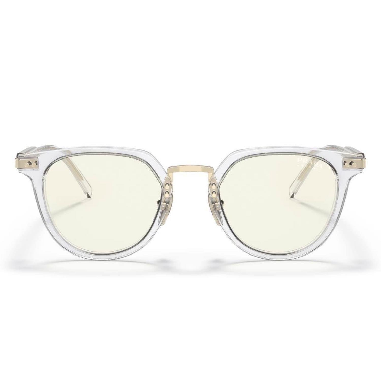 Prada PR 17YS 2AZ09N 49 Unisex Oval Colormatik Mavi Işık Korulmalı Şeffaf Kemik Güneş Gözlüğü