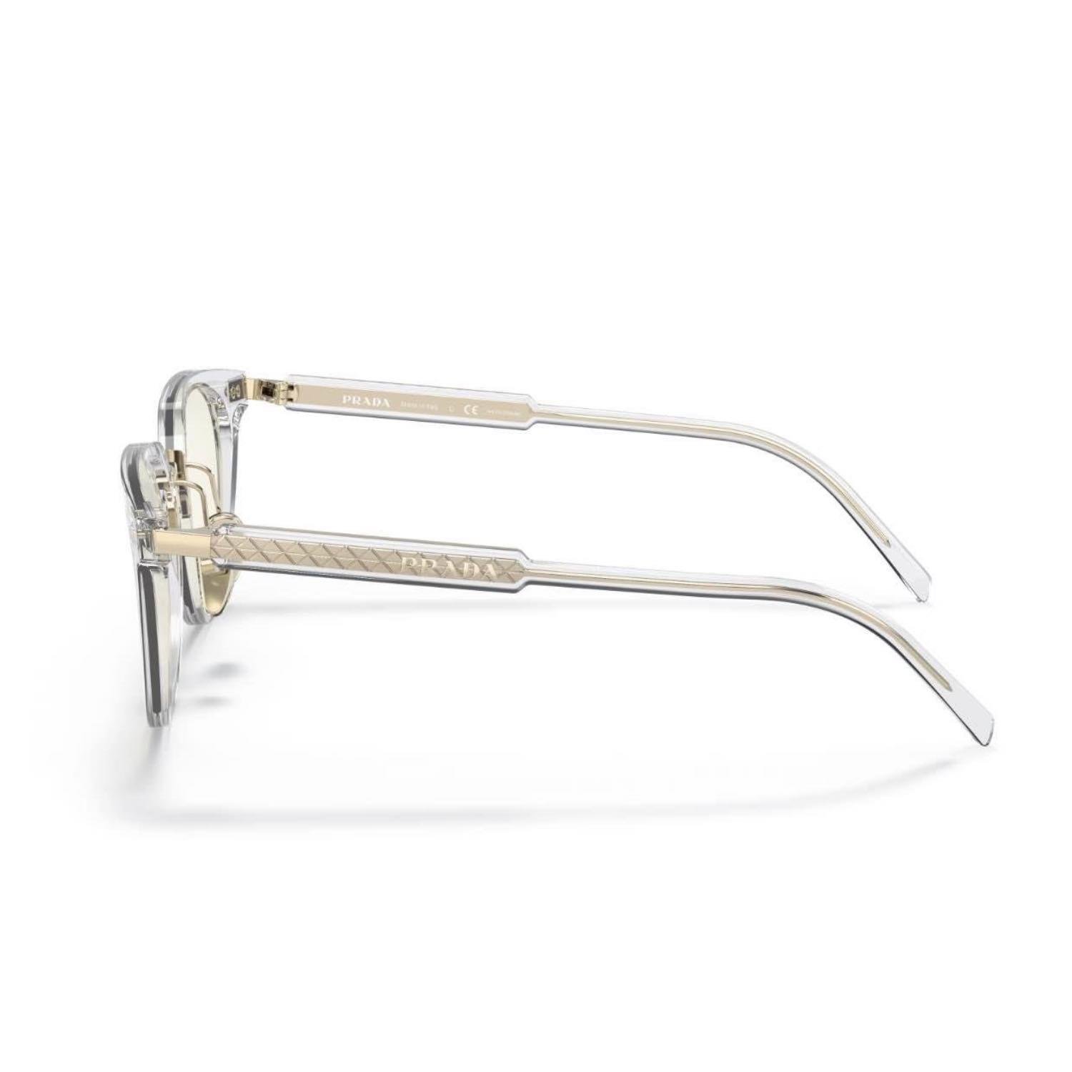 Prada PR 17YS 2AZ09N 49 Unisex Oval Colormatik Mavi Işık Korulmalı Şeffaf Kemik Güneş Gözlüğü