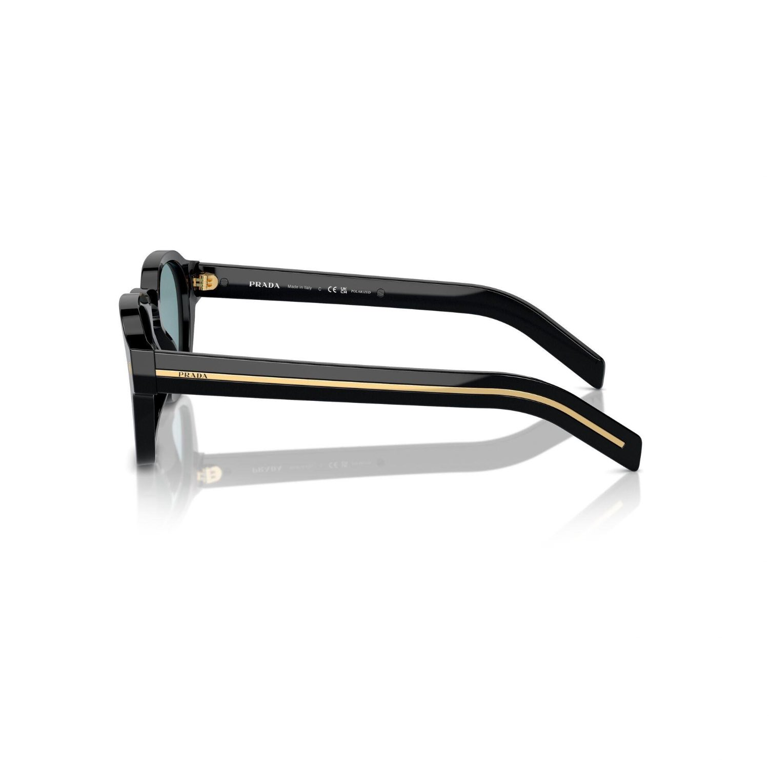 Prada PR A16S 16K04D 49 Unisex Polarize Geometrik Siyah Kemik Güneş Gözlüğü