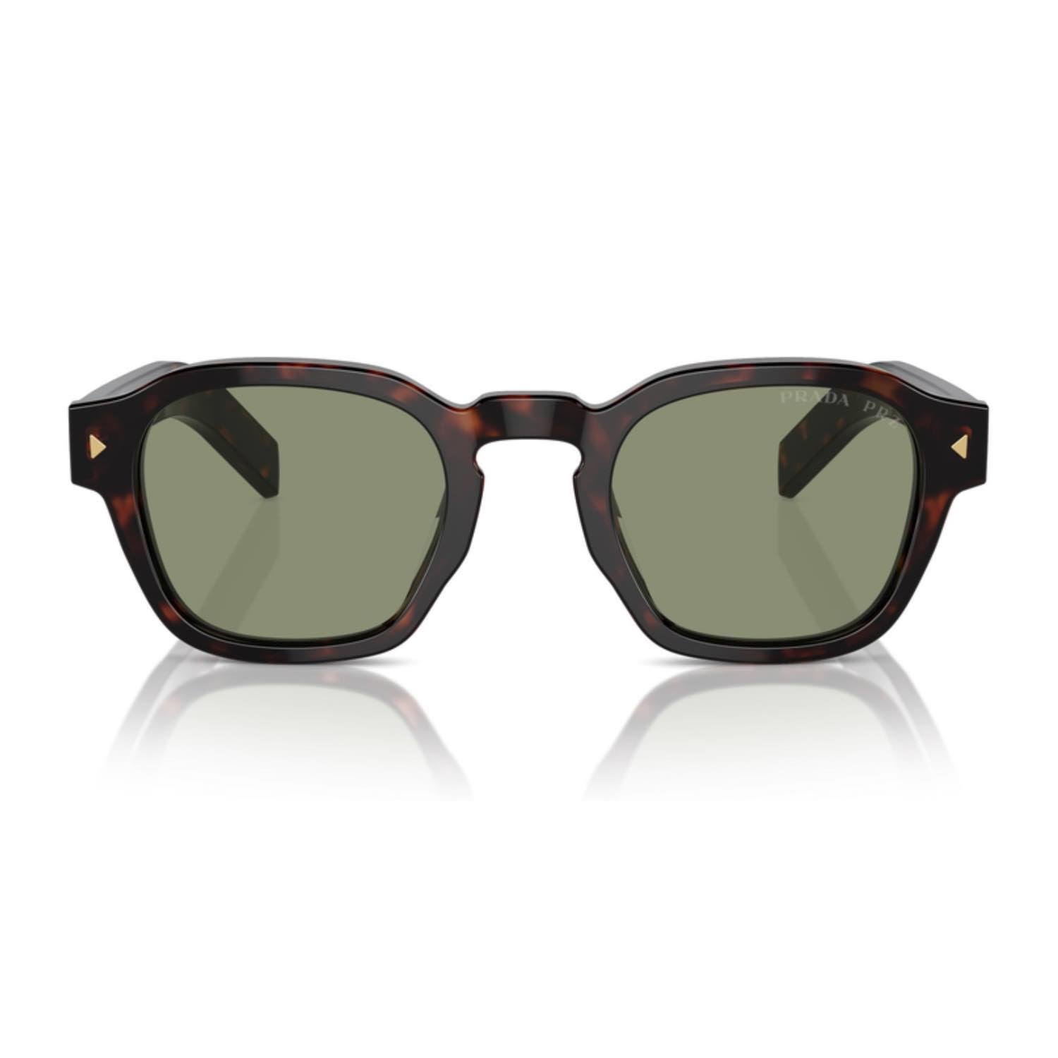 Prada PR A16S 17N20G 52 Polarize Unisex Geometrik Kırçıllı Kahverengi Kemik Güneş Gözlüğü