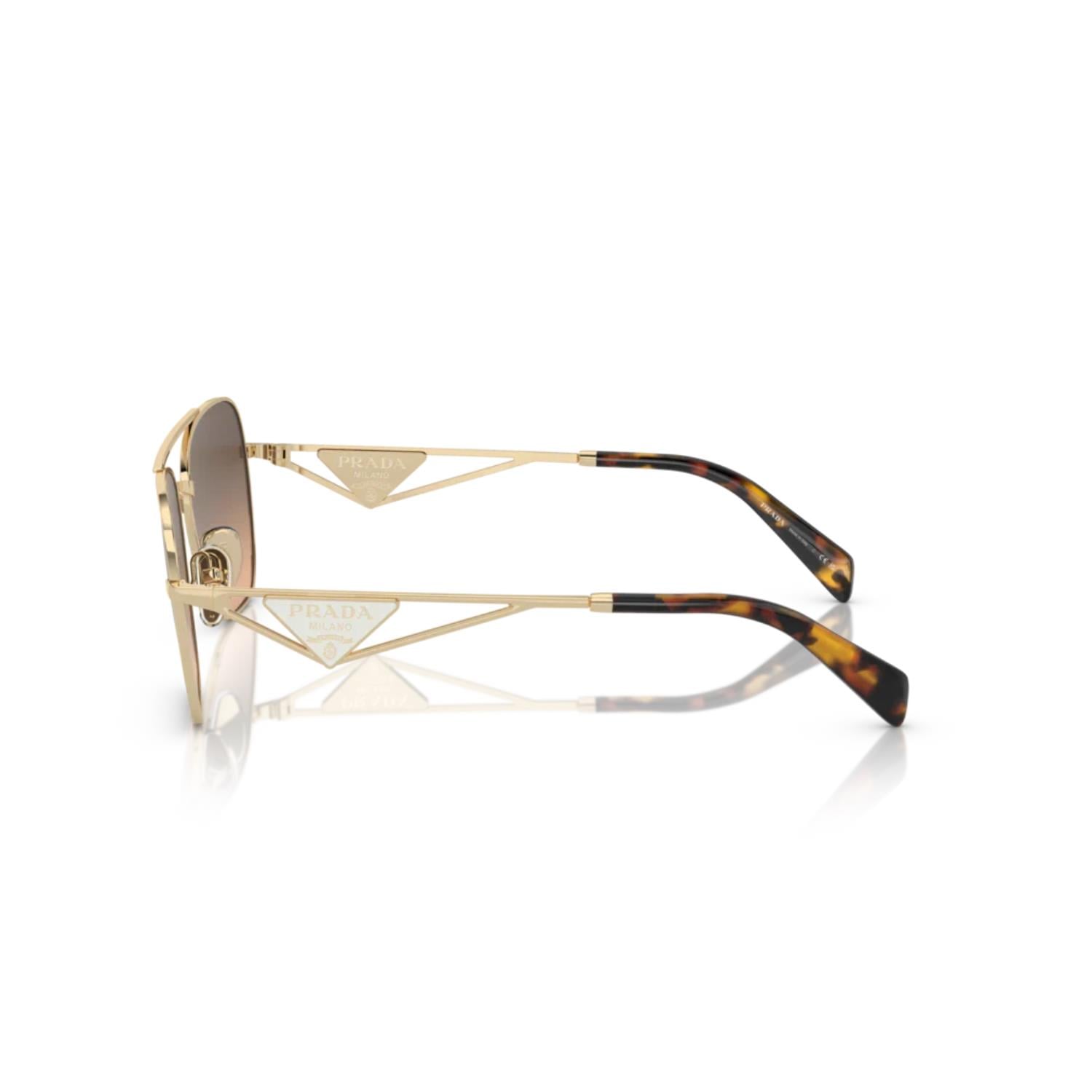 Prada PR A50S ZVN50C 59-17 Kadın Gold Metal Oval Güneş Gözlüğü