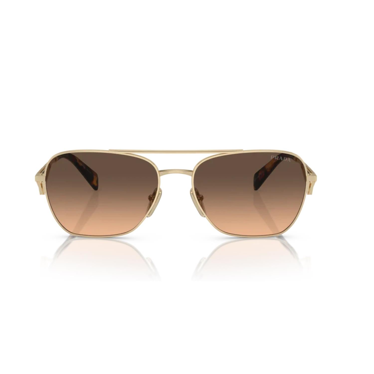 Prada PR A50S ZVN50C 59-17 Kadın Gold Metal Oval Güneş Gözlüğü