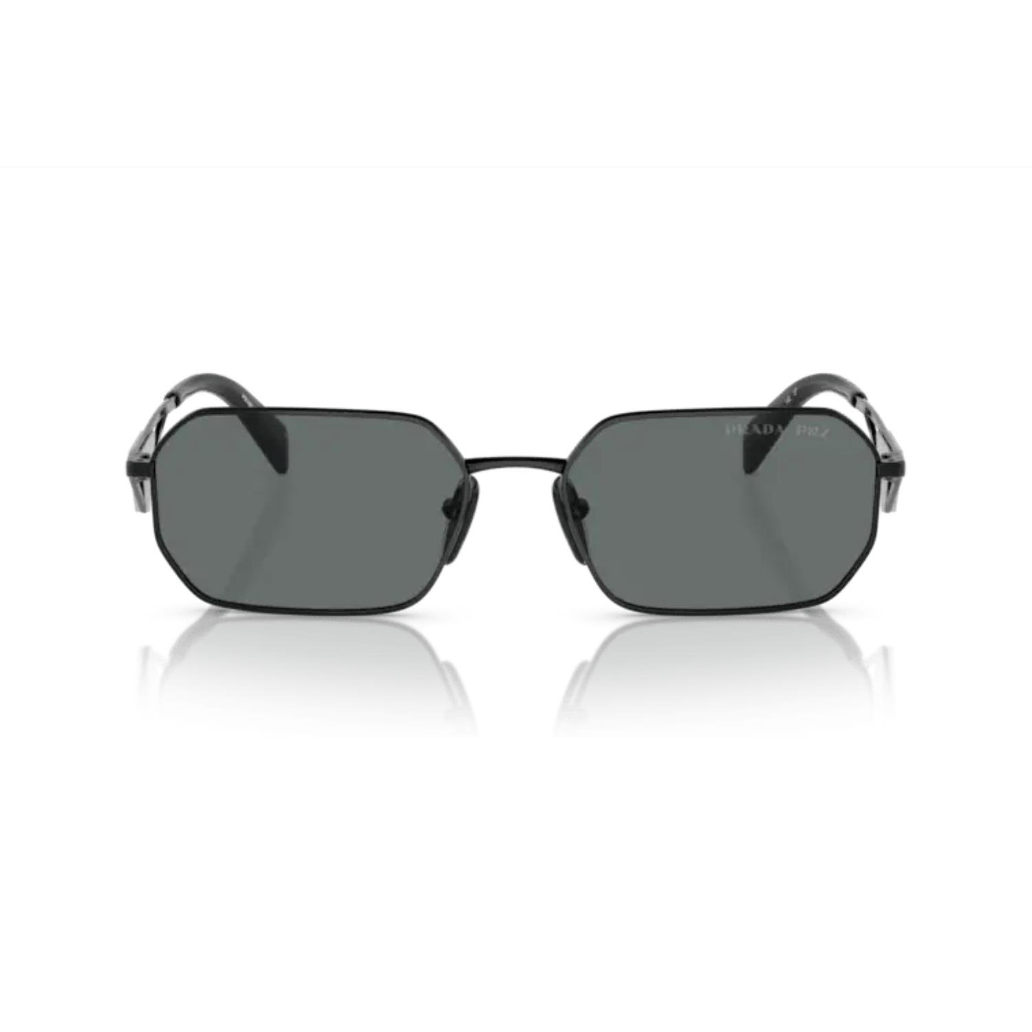 Prada PR A51S 1AB5Z1 58 Polarize Kadın Geometrik Siyah Metal Güneş Gözlüğü