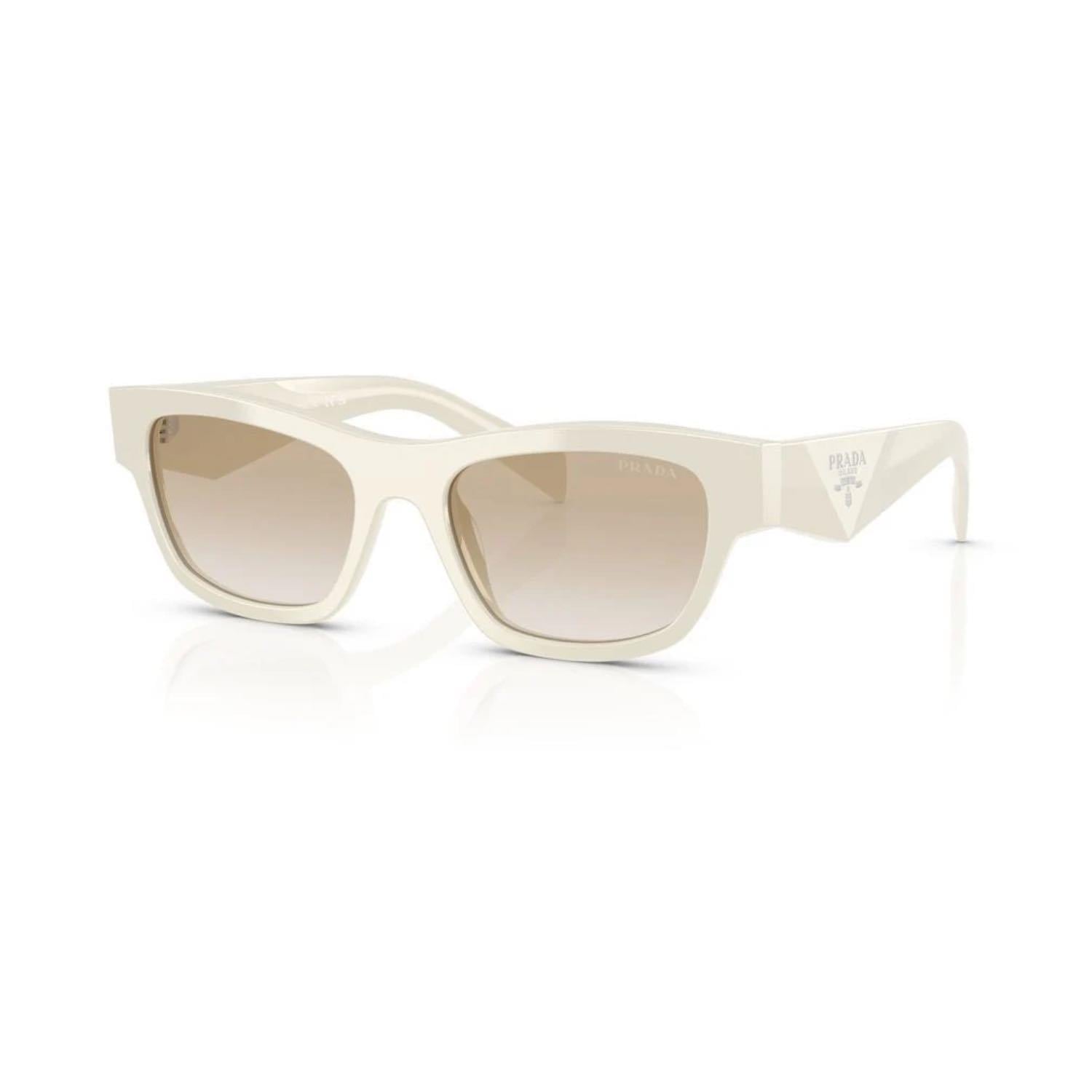 Prada PR B09S 26A80M 52 Unisex Oval Beyaz Kemik Güneş Gözlüğü