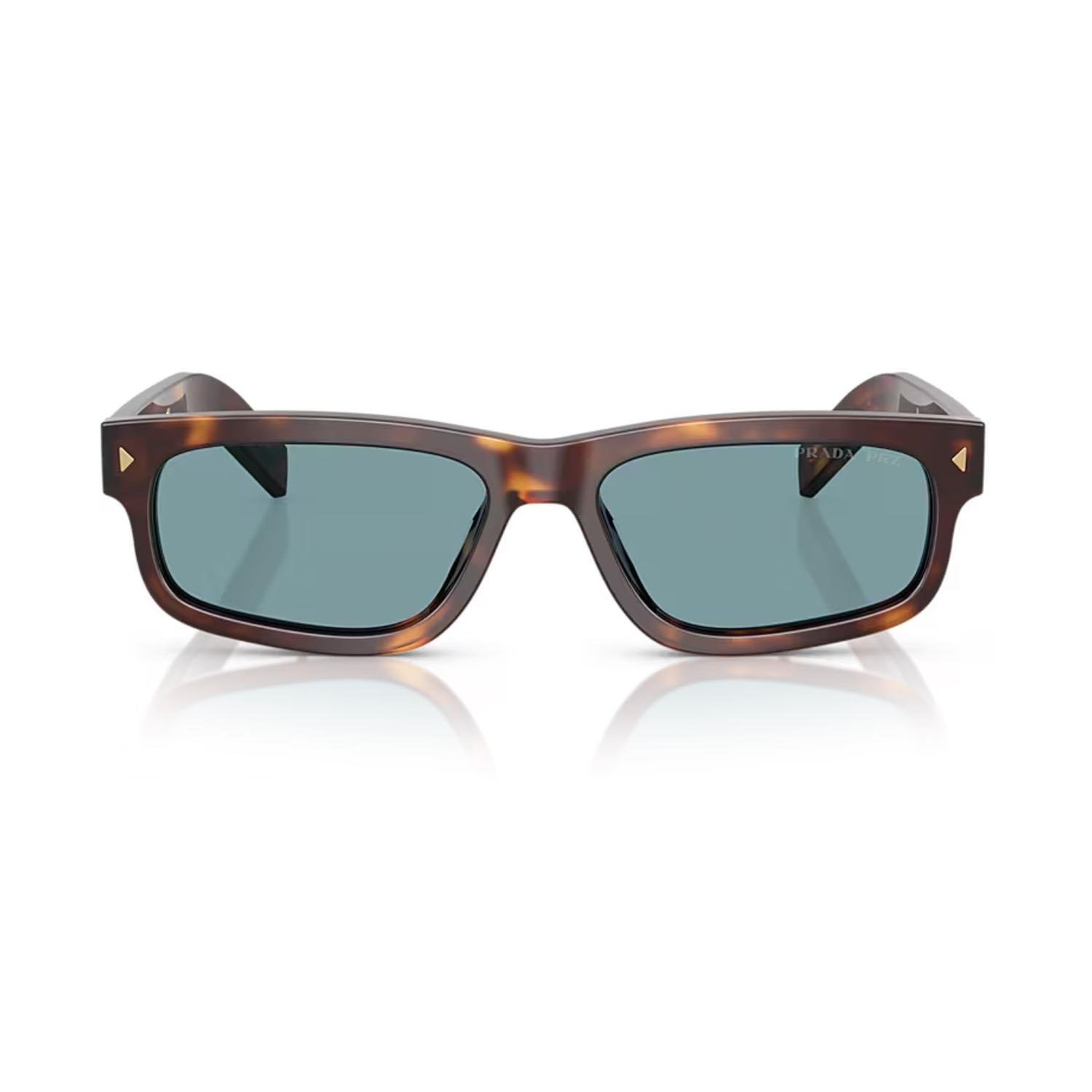 Prada PR B11S 15W04D 55 Unisex Dikdörtgen Kırçıllı Kahverengi Kemik Güneş Gözlüğü