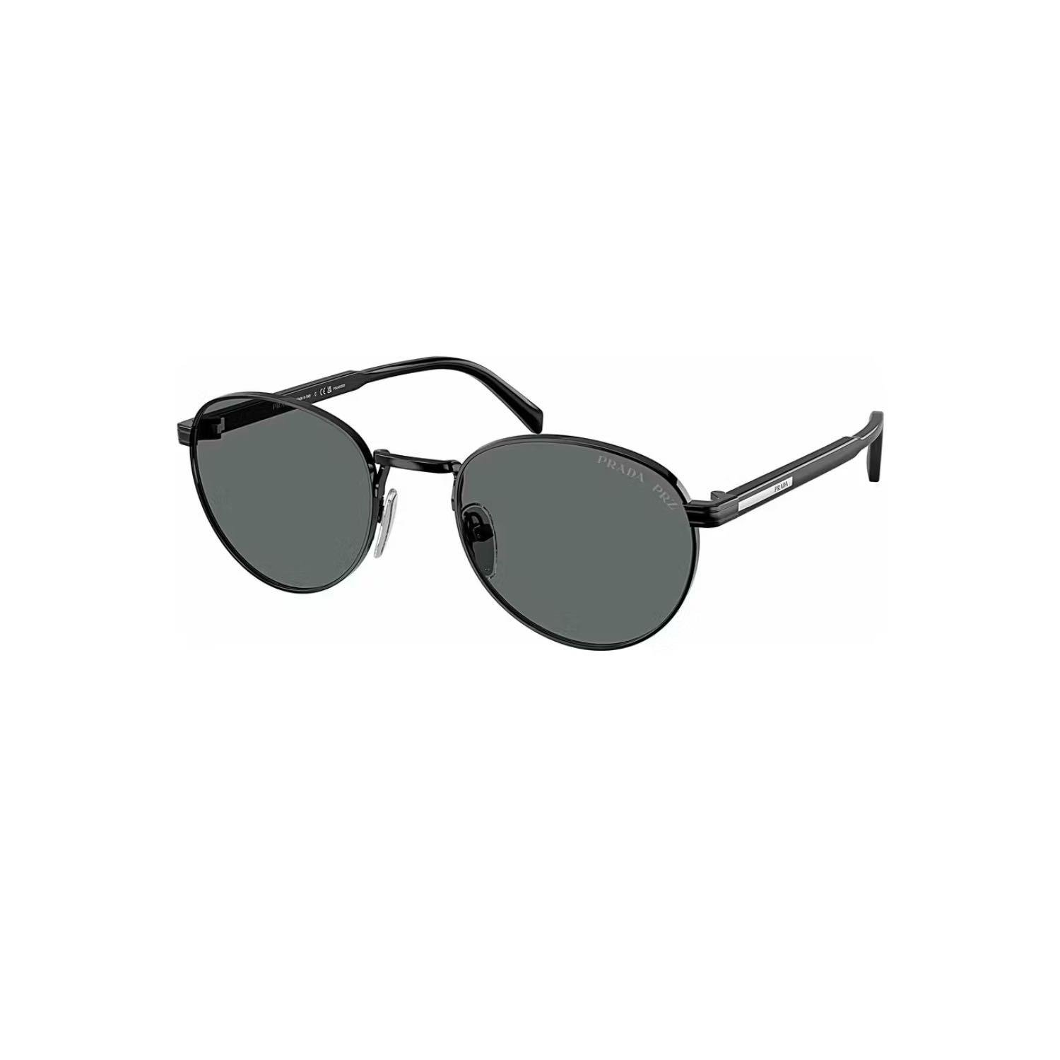 Prada PR B51S 1AB5Z1 53 Unisex Oval Siyah Metal Güneş Gözlüğü
