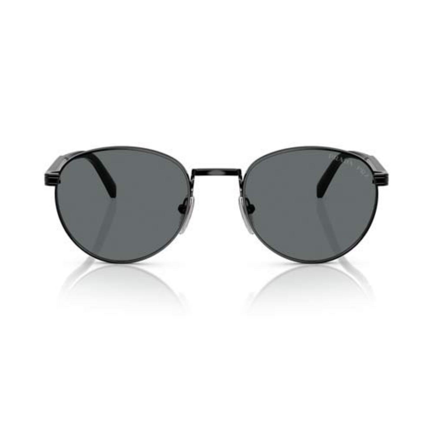 Prada PR B51S 1AB5Z1 53 Unisex Oval Siyah Metal Güneş Gözlüğü