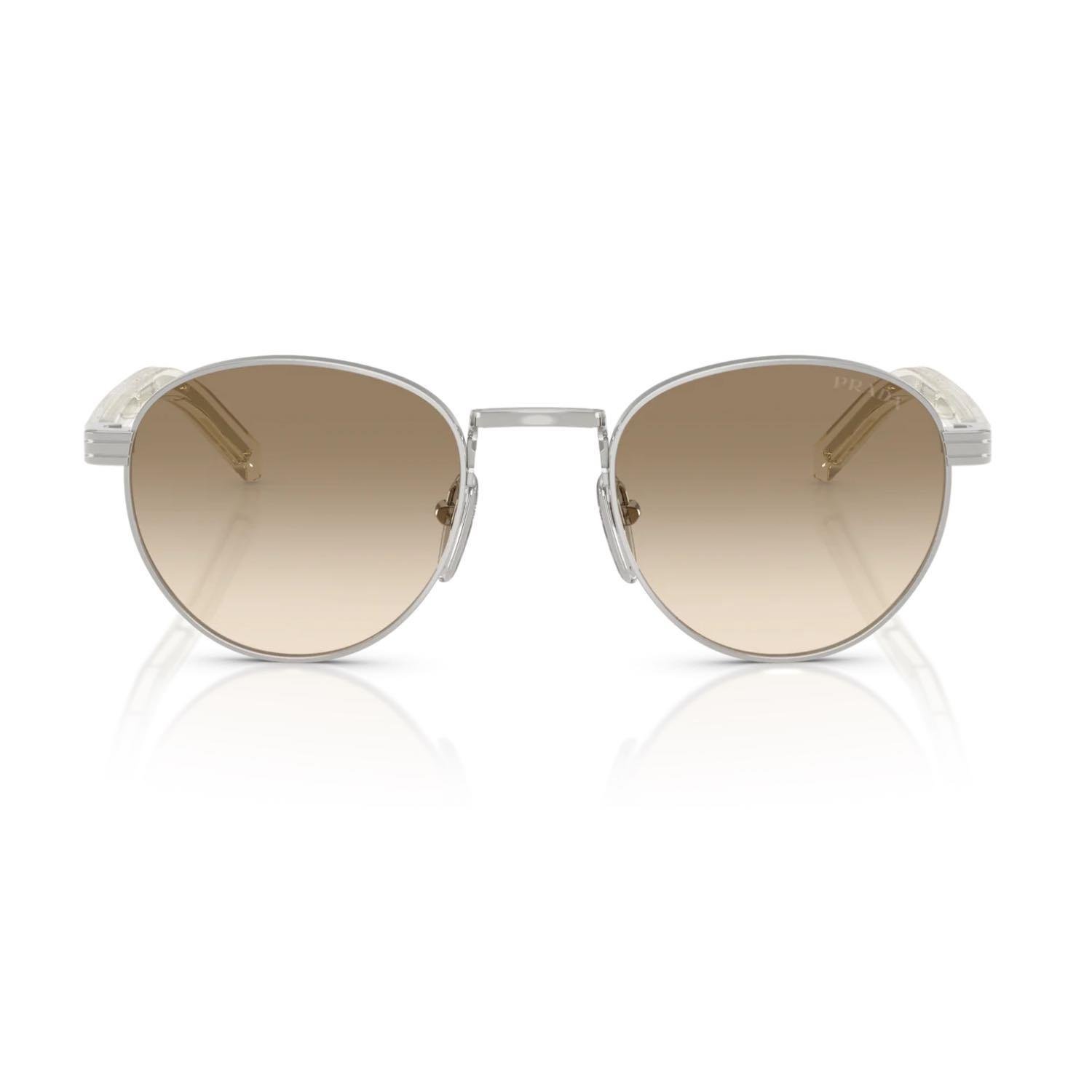 Prada PR B52S 1BC80K 49 Unisex Oval Gri Metal Güneş Gözlüğü