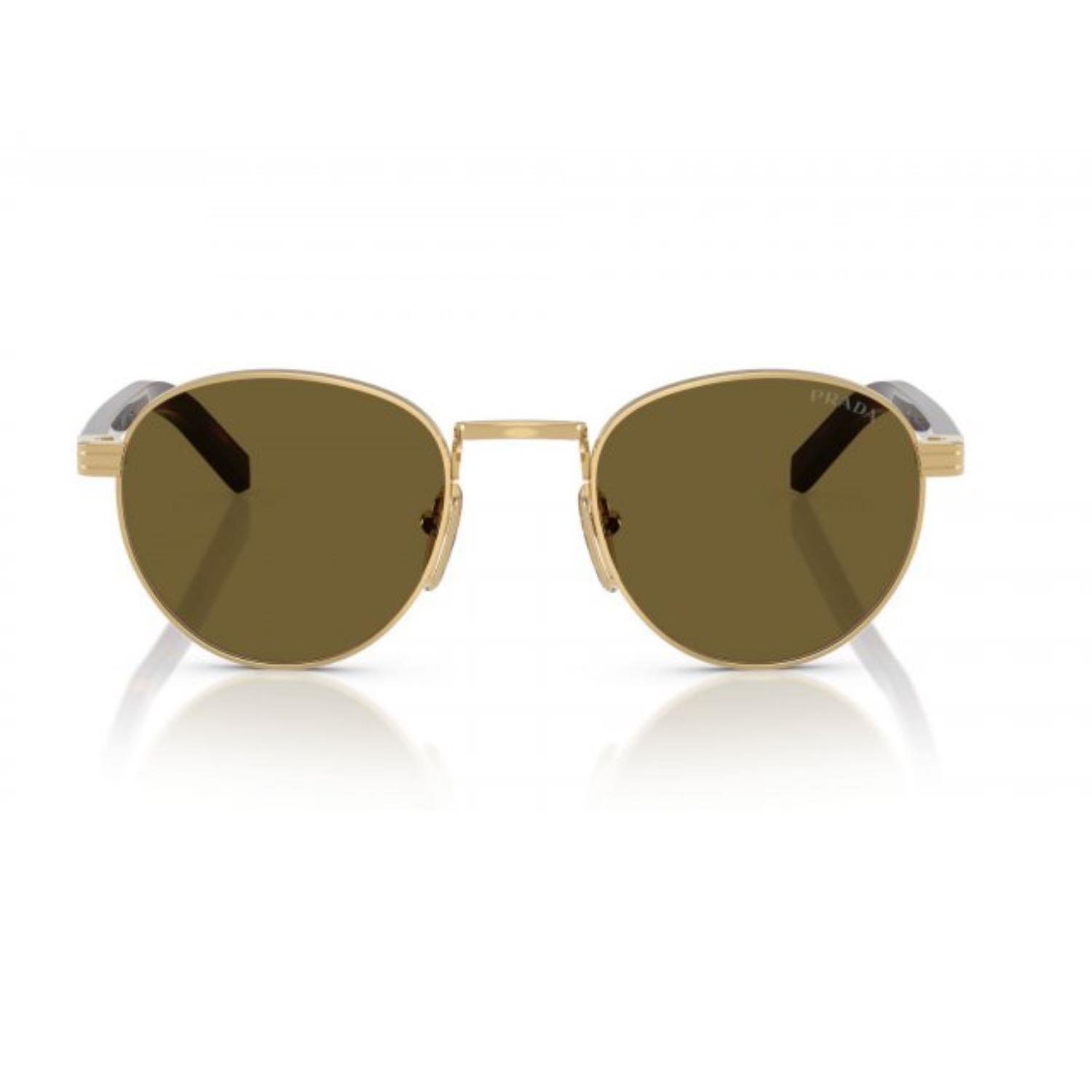 Prada PR B52S 5AK09Z 49 Unisex Oval Gold Metal Güneş Gözlüğü