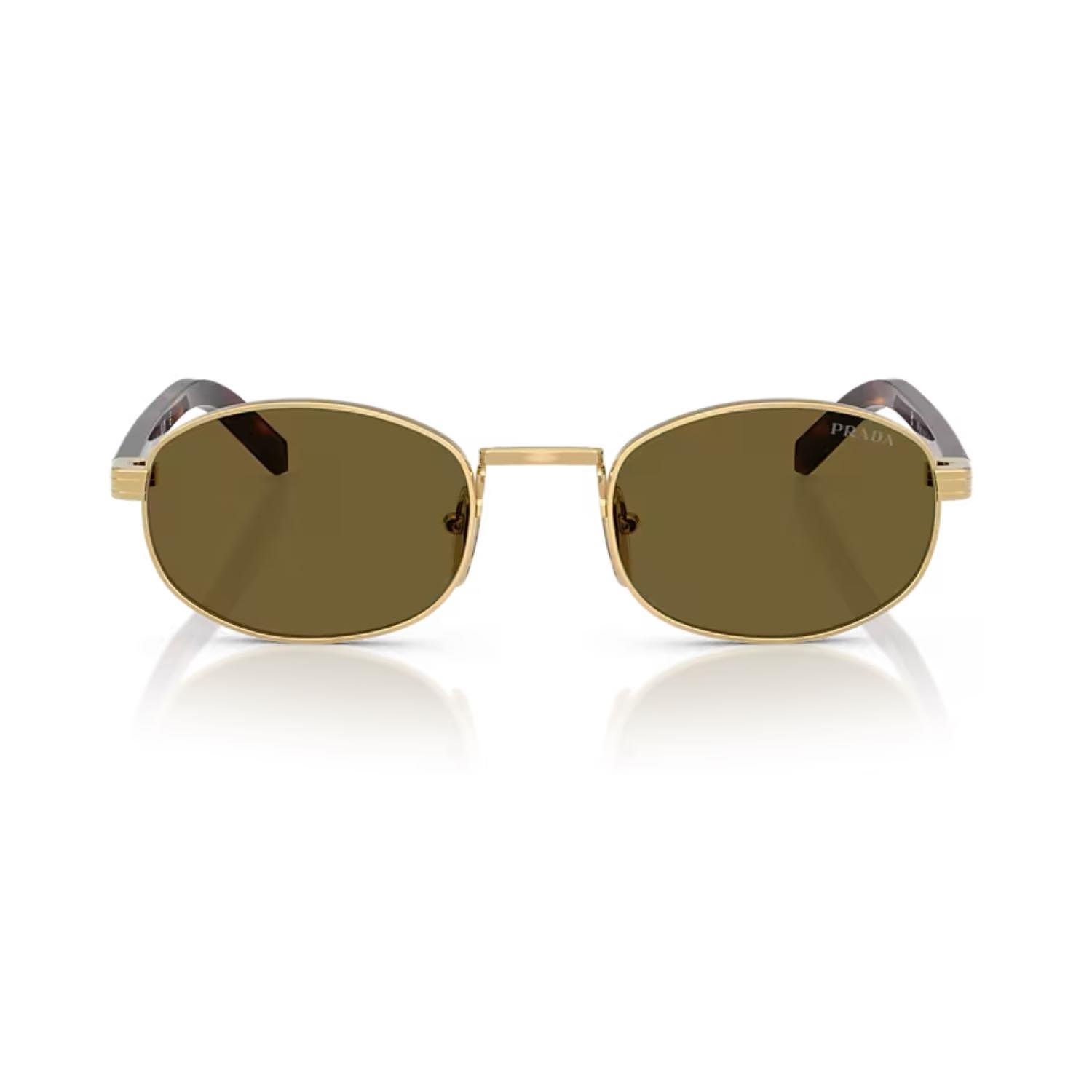 Prada PR B53S 5AK09Z 52 Unisex Oval Gold Metal Güneş Gözlüğü
