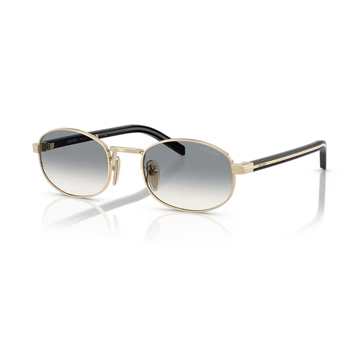 Prada PR B53S ZVN02C 52 Unisex Oval Gold Metal Güneş Gözlüğü
