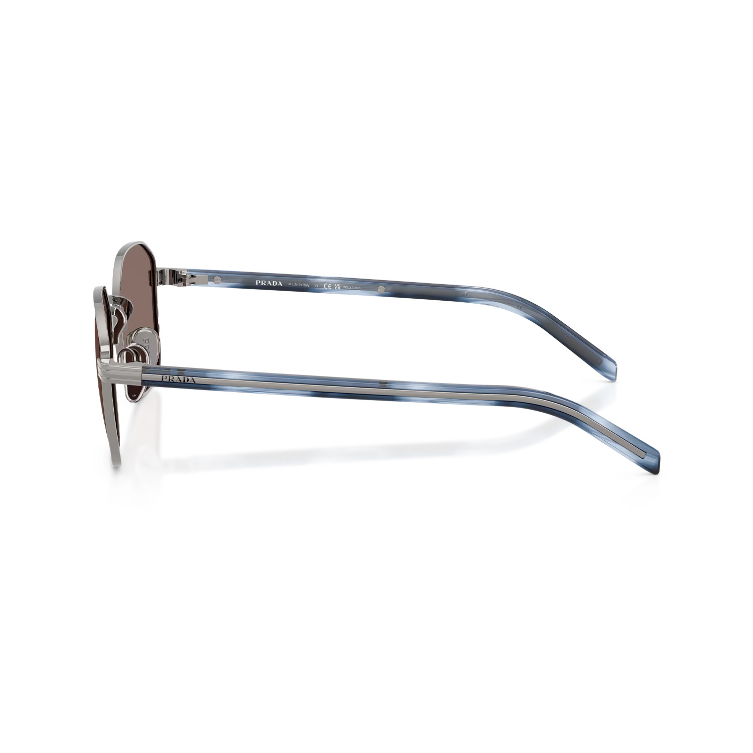 Prada PR C50S 5AV05C 51 Unisex Polarize Geometrik Gri Metal Güneş Gözlüğü