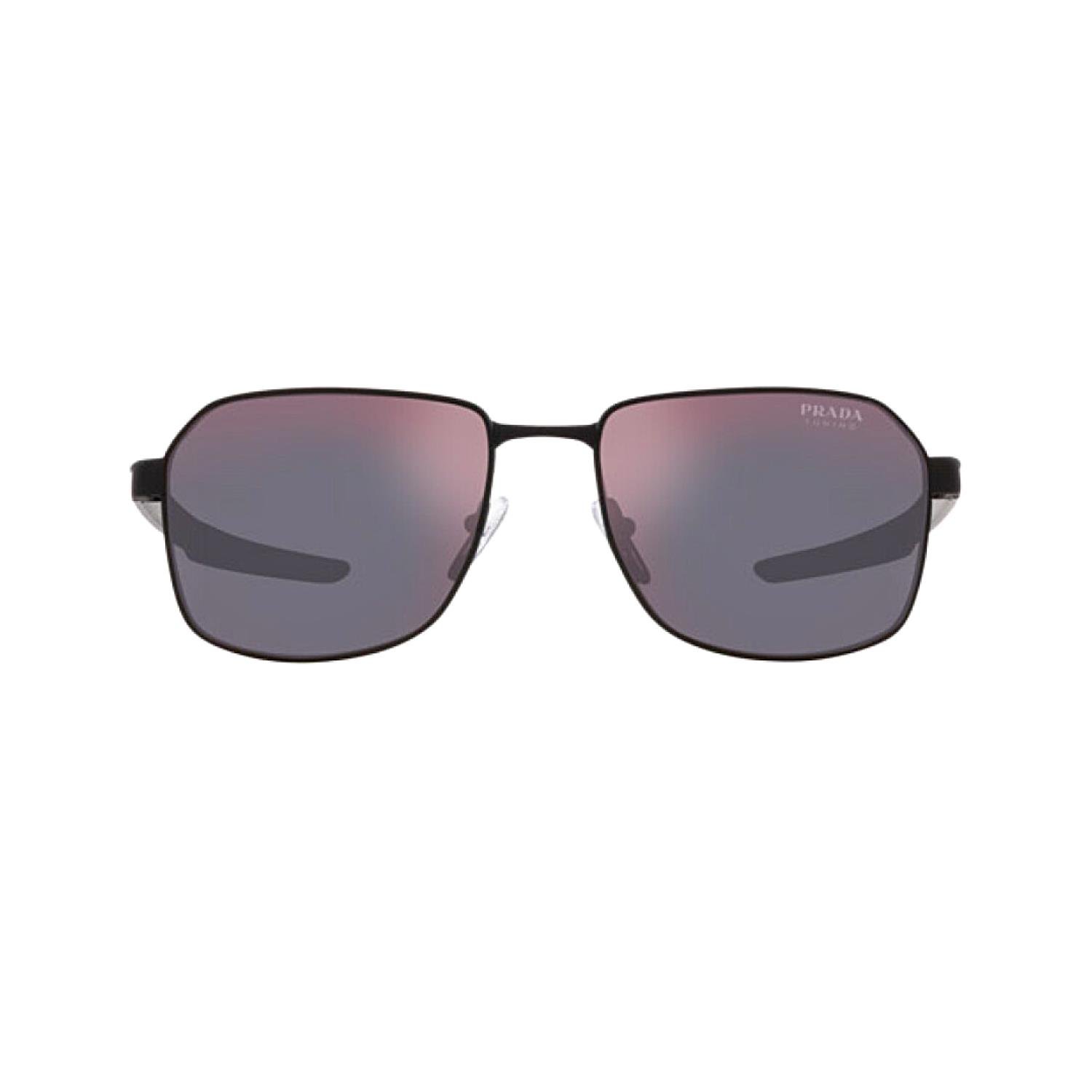 Prada PS 54WS DG01OA 57 Linea Rossa Erkek Geometrik Siyah Metal Güneş Gözlüğü