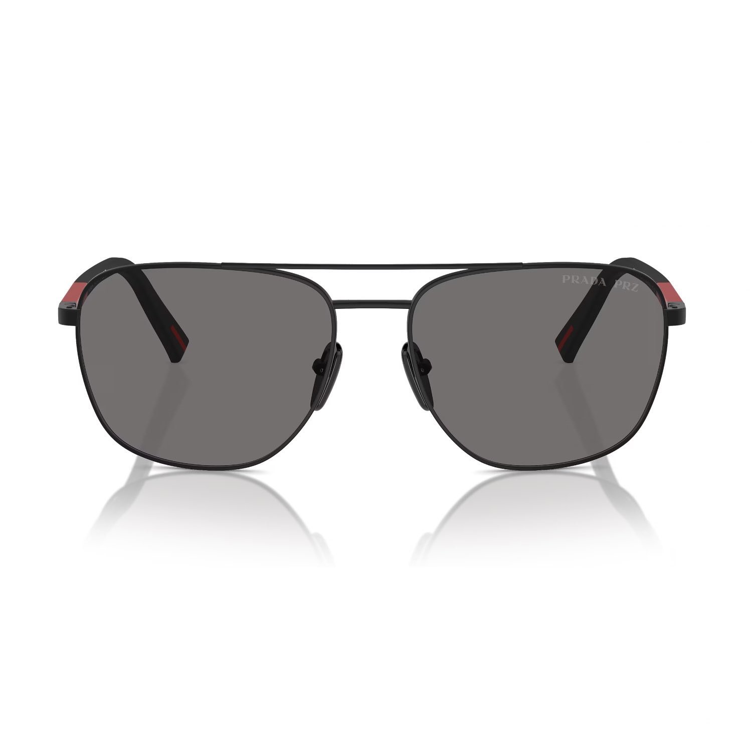 Prada PS 54ZS 1BO02G 60 Linea Rossa Erkek Polarize Geometrik Siyah Metal Güneş Gözlüğü