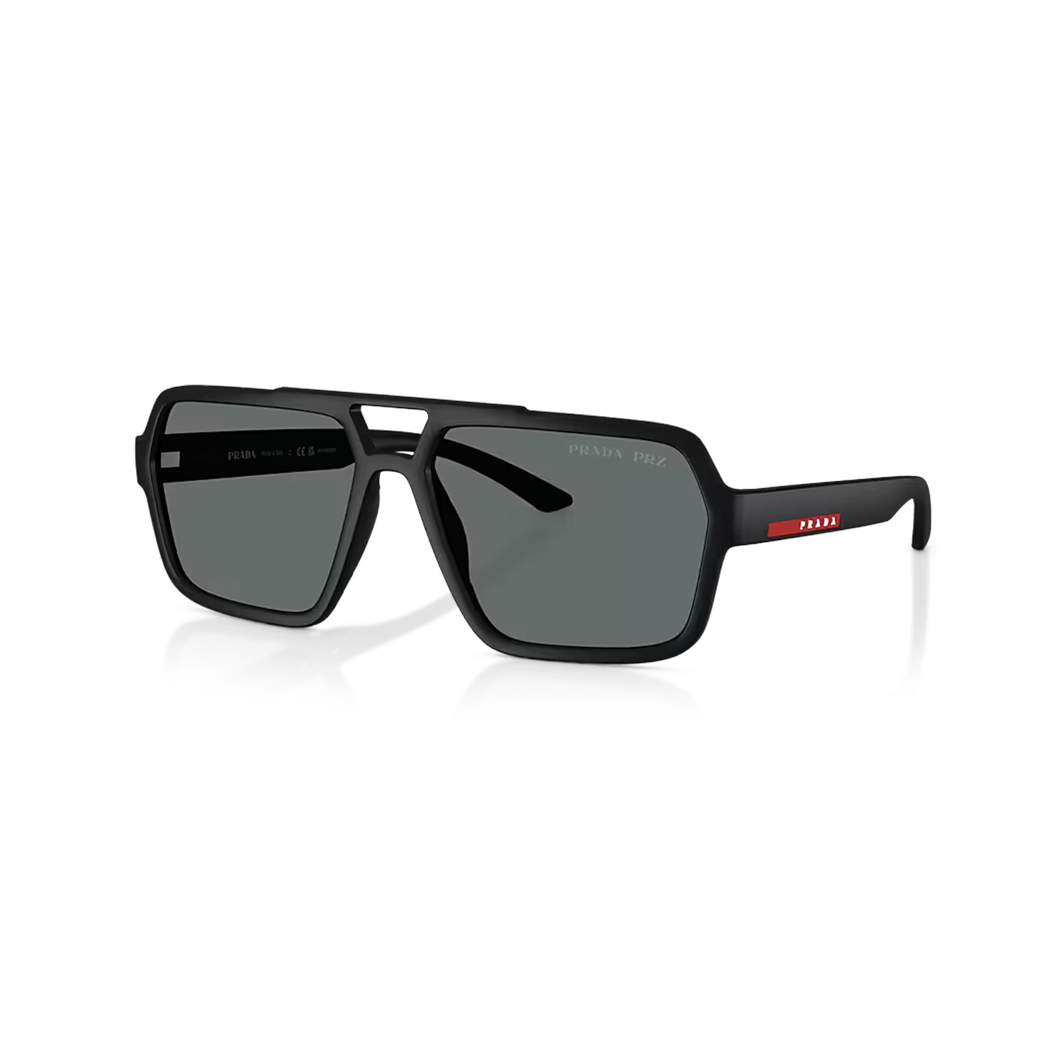 Prada PS A06S DG002G 59 Linea Rossa Erkek Polarize Geometrik Siyah Kemik Güneş Gözlüğü