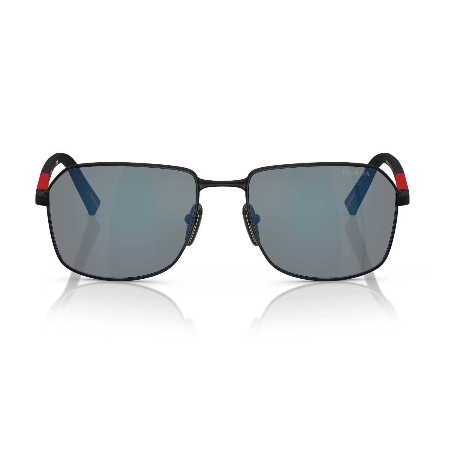 Prada PS A51S DG008F 57 Linea Rossa Erkek Geometrik Aynalı Siyah Metal Güneş Gözlüğü