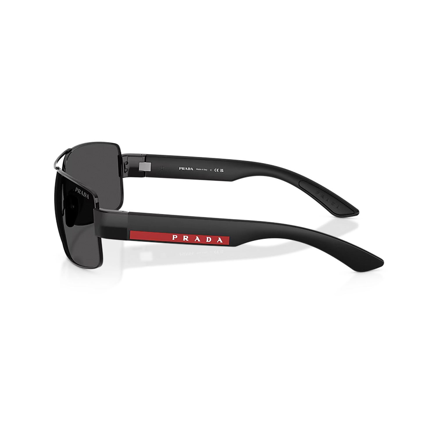 Prada PS B52S 1AB06F 65 Linea Rossa Erkek Dikdörtgen Siyah Metal Güneş Gözlüğü