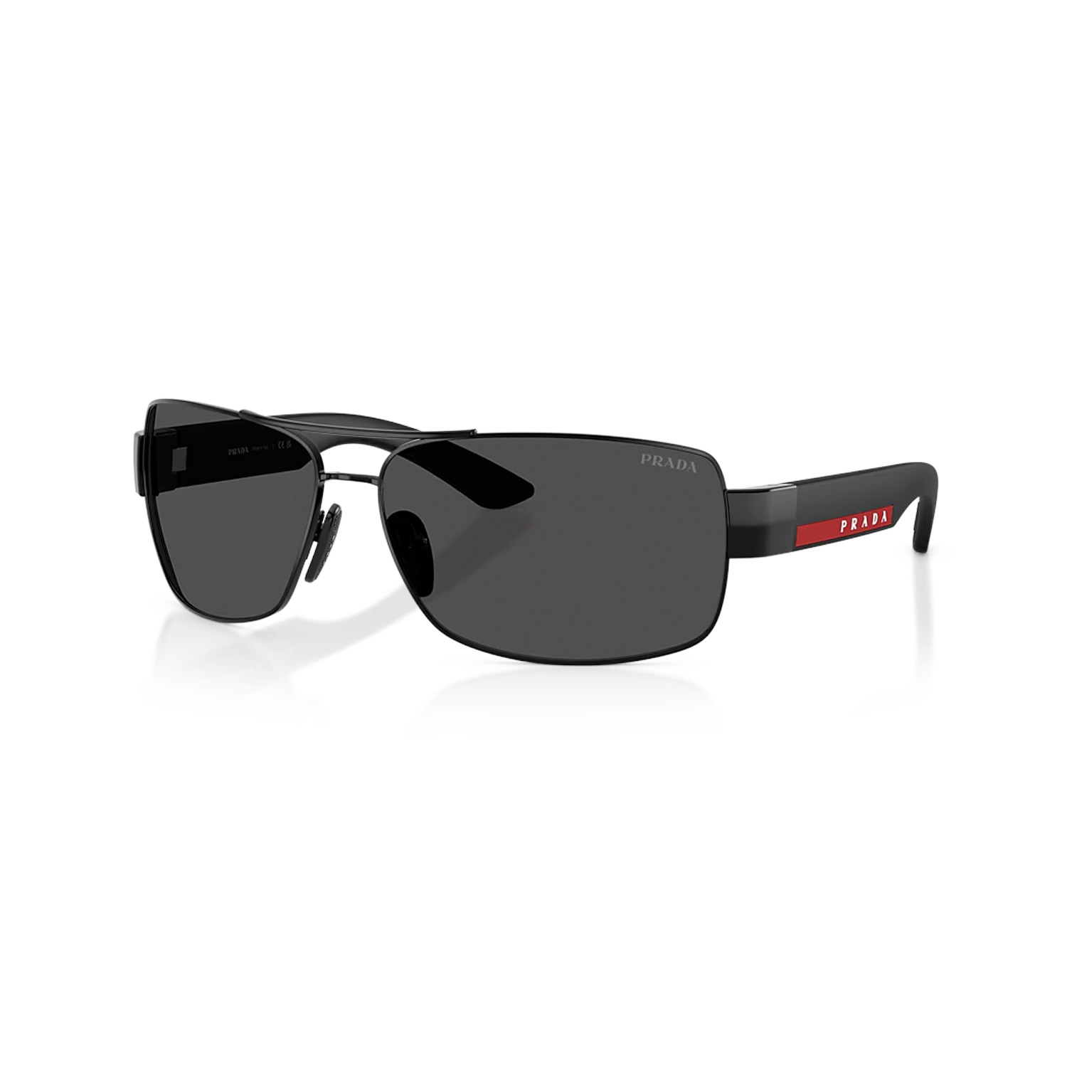 Prada PS B52S 1AB06F 65 Linea Rossa Erkek Dikdörtgen Siyah Metal Güneş Gözlüğü