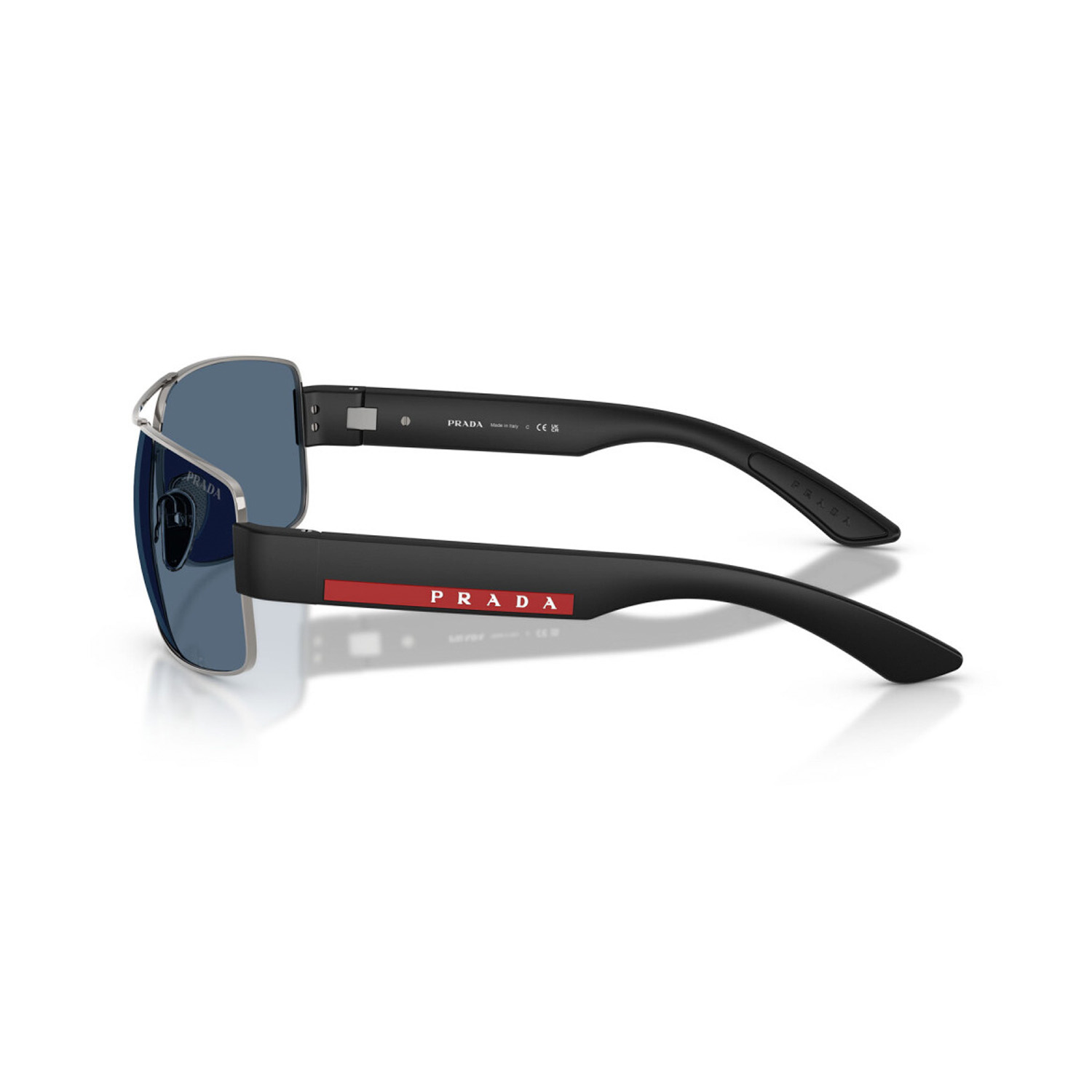 Prada PS B52S 5AV06A 65 Linea Rossa Erkek Gun Metal Dikdörtgen Metal Güneş Gözlüğü