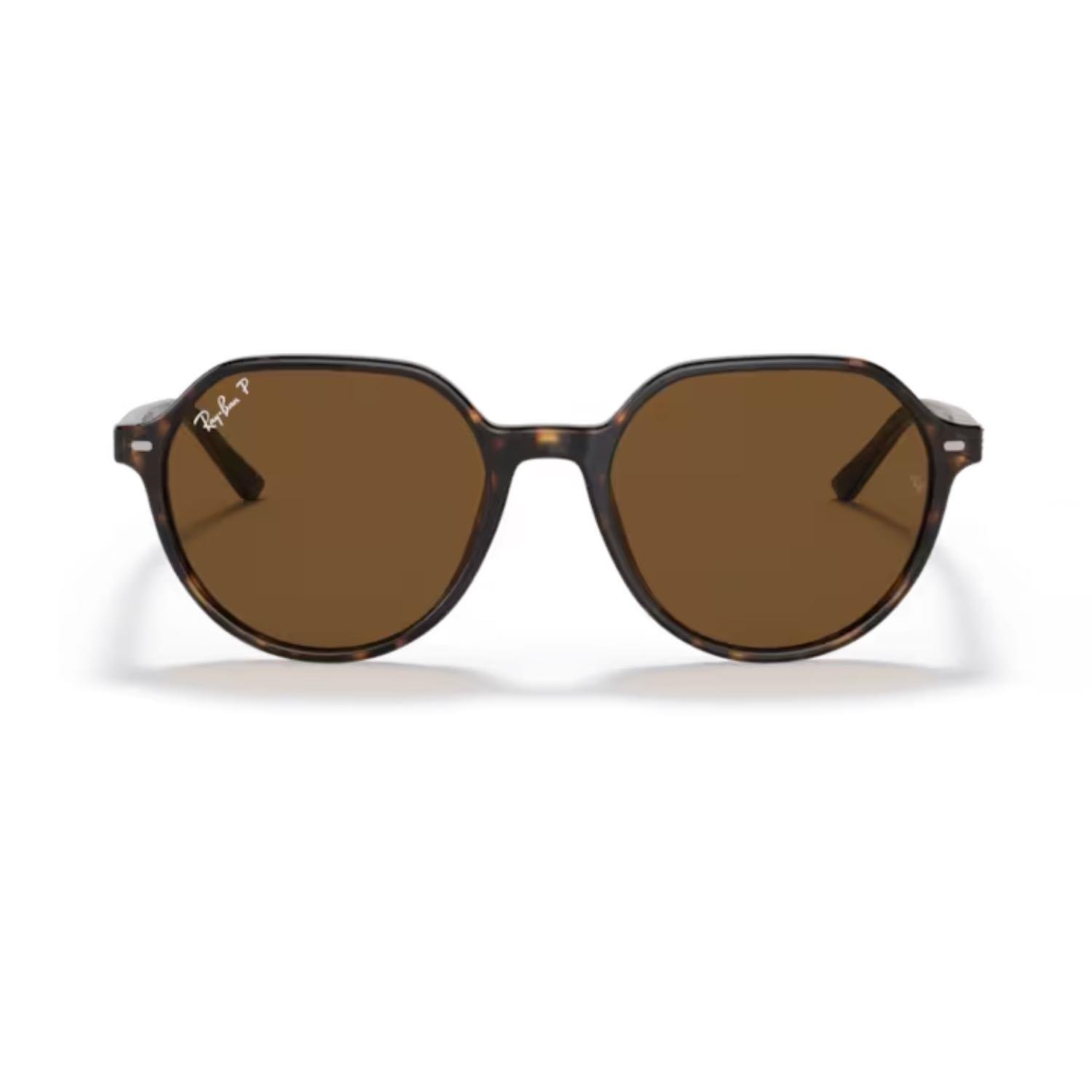 Ray-Ban RB 2195 90257 53 Thalia Polarize Unisex Geometrik Kırçıllı Kahverengi Kemik Güneş Gözlüğü