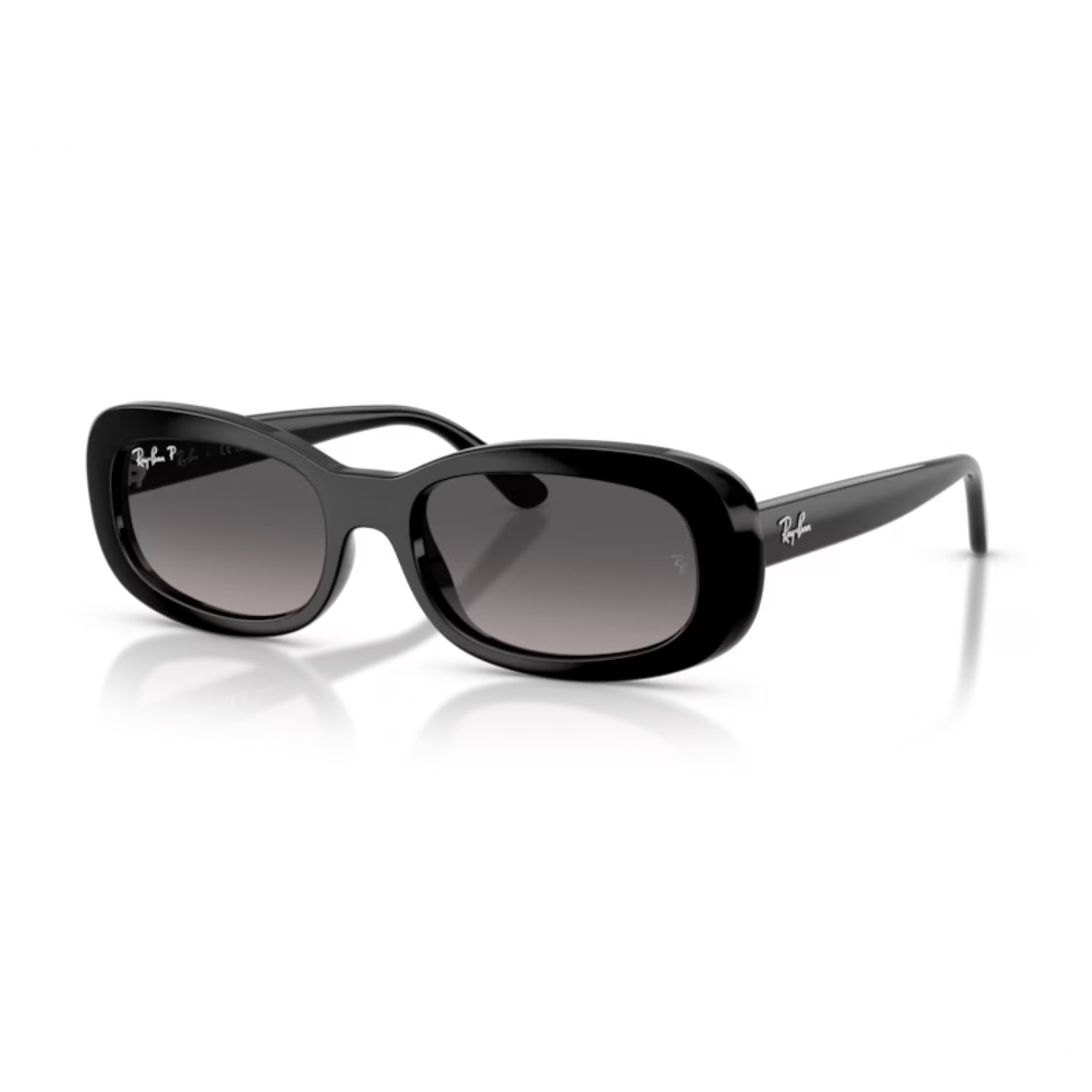 Ray-Ban RB 2221 901M3 53 Kadın Polarize Oval Degrade Siyah Kemik Güneş Gözlüğü