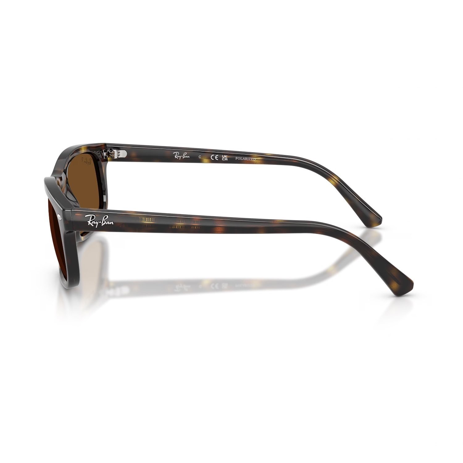 Ray-Ban RB 2224 71057 57 Unisex Polarize Dikdörtgen Kırçıllı Kahverengi Kemik Güneş Gözlüğü