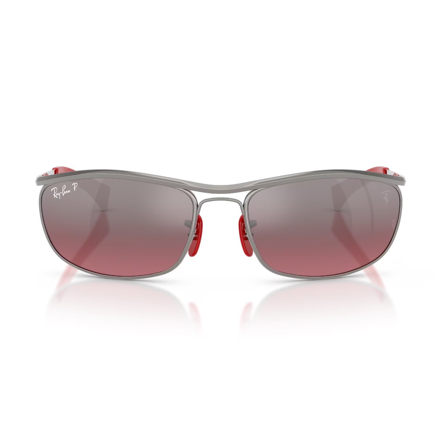 Ray-Ban RB 3819M F0017A 62 Scuderia Ferrari Unisex Polarize Oval Gri Aynalı Metal Güneş Gözlüğü