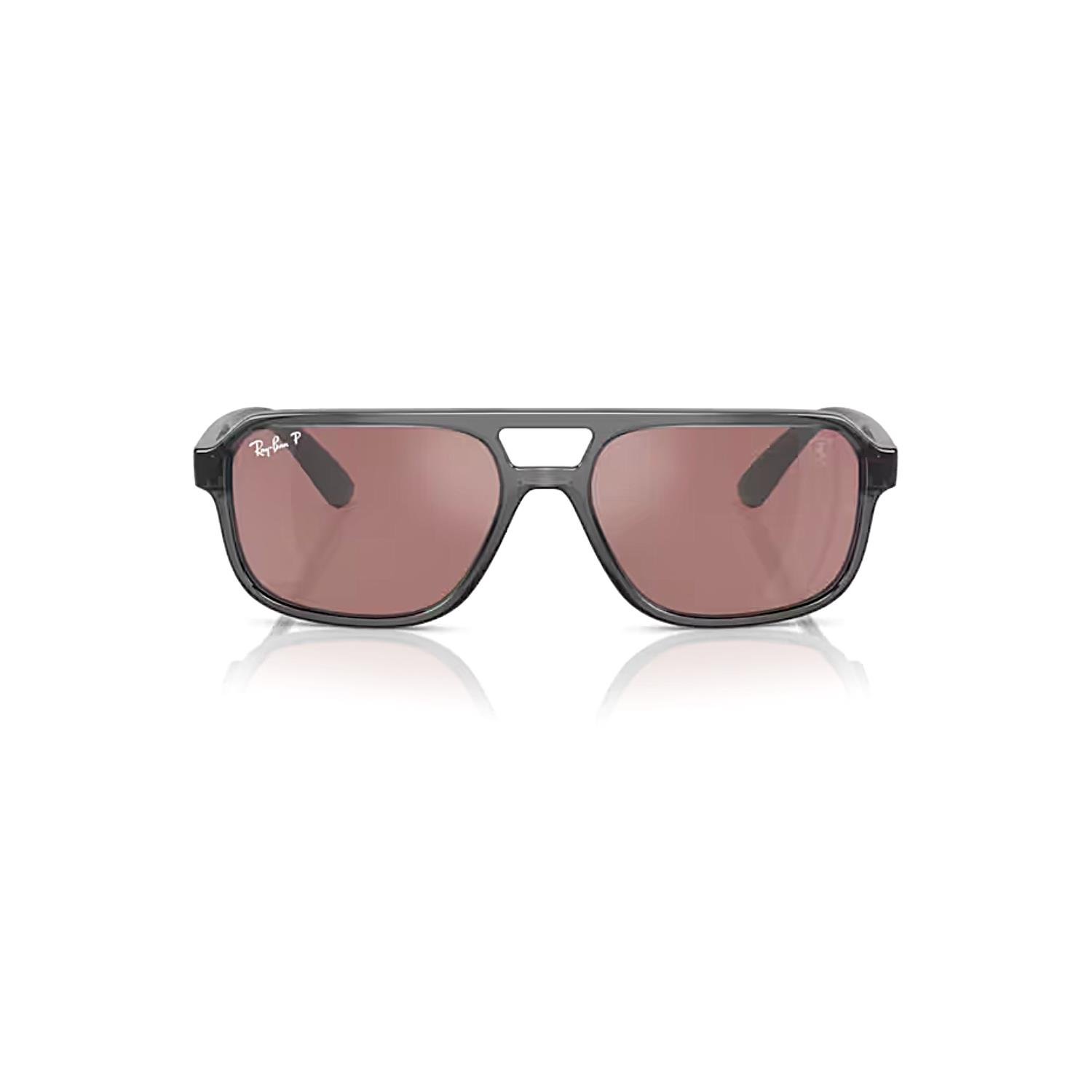 Ray-Ban RB 4414M F691H2 58 Scuderia Ferrari Polarize Aynalı Unisex Geometrik Şeffaf Gri Kemik Güneş Gözlüğü