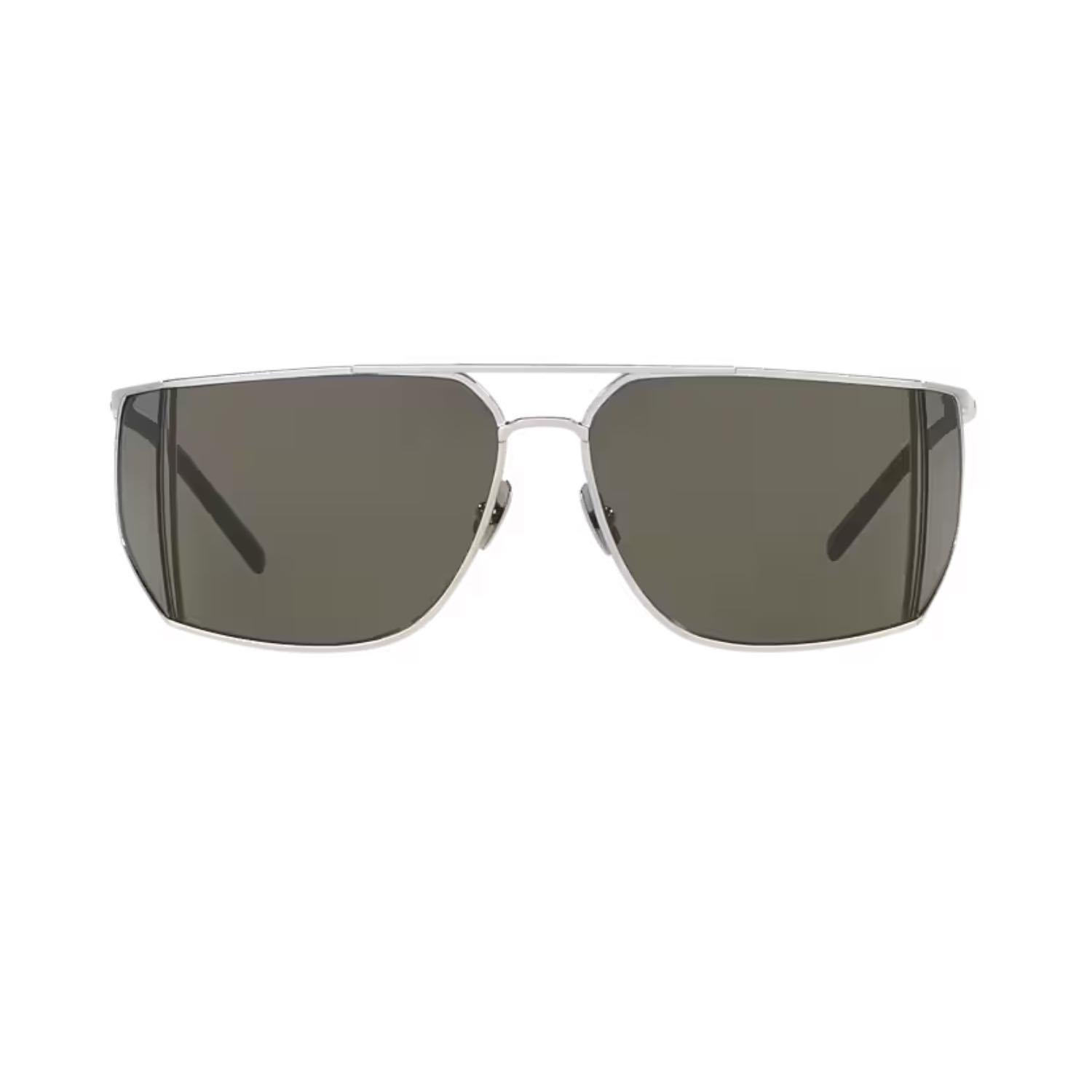 Saint Laurent SL 750 002 69 Erkek Geometrik Gri Metal Güneş Gözlüğü