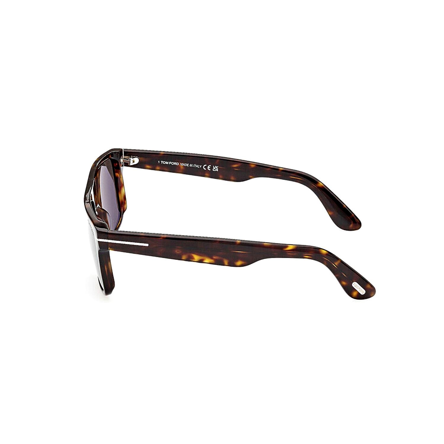 Tom Ford FT999 ECO 52A 58 Erkek Dikdörtgen Kırçıllı Kahverengi Kemik Güneş Gözlüğü