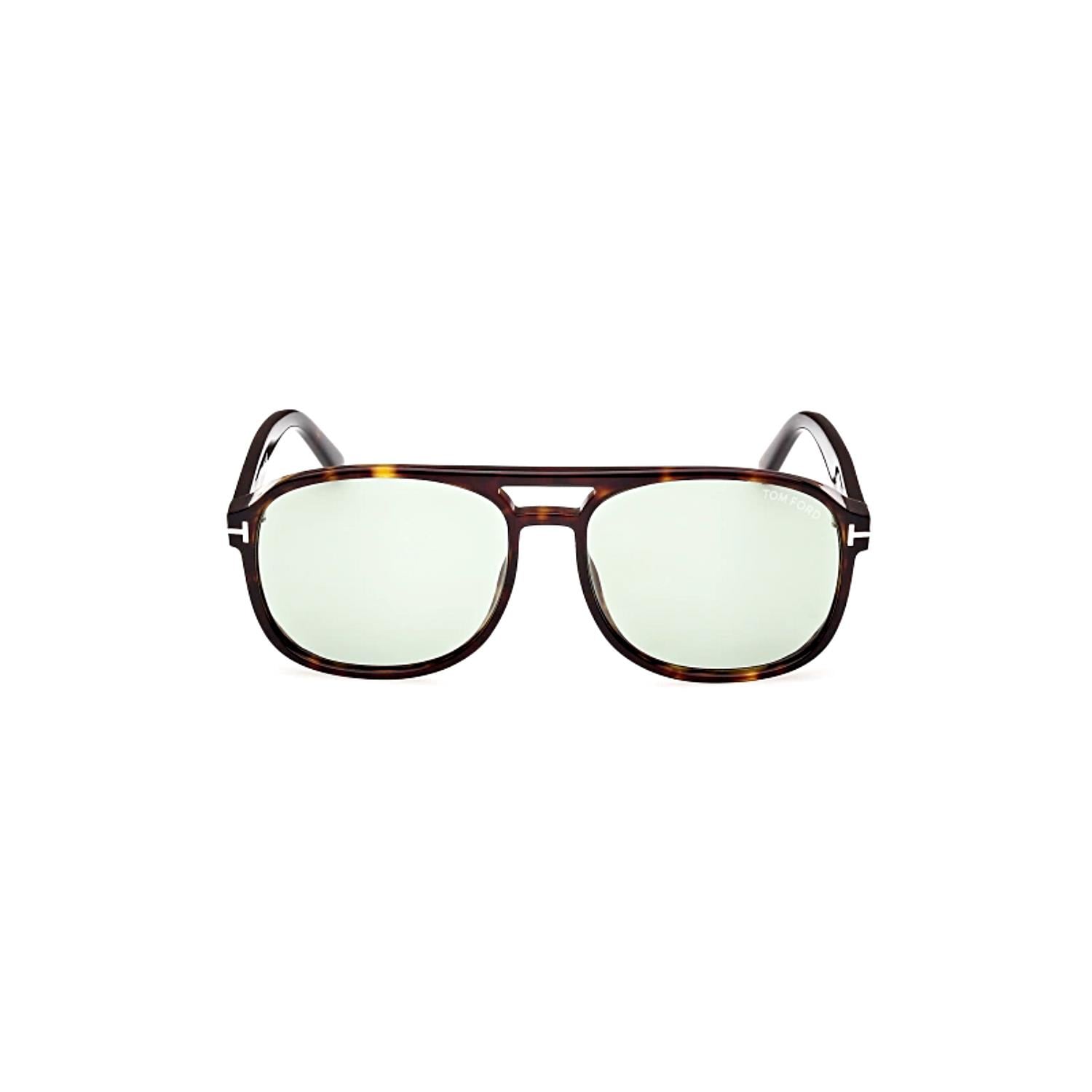 Tom Ford TF 1022 52N 58 Unisex Dikdörtgen Kırçıllı Kahverengi Kemik Güneş Gözlüğü