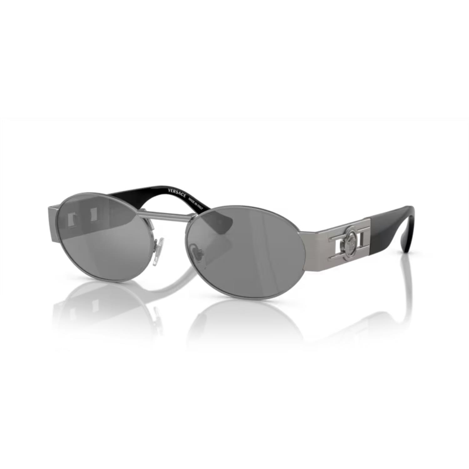 Versace 2264 10016G 56 Unisex Oval Gümüş Metal Güneş Gözlüğü