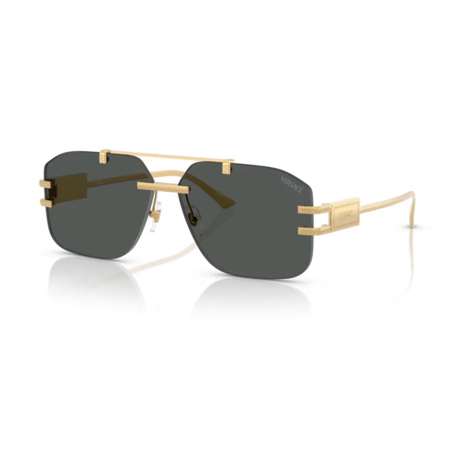 Versace VE 2275 100287 60 Erkek Geometrik Gold Metal Güneş Gözlüğü